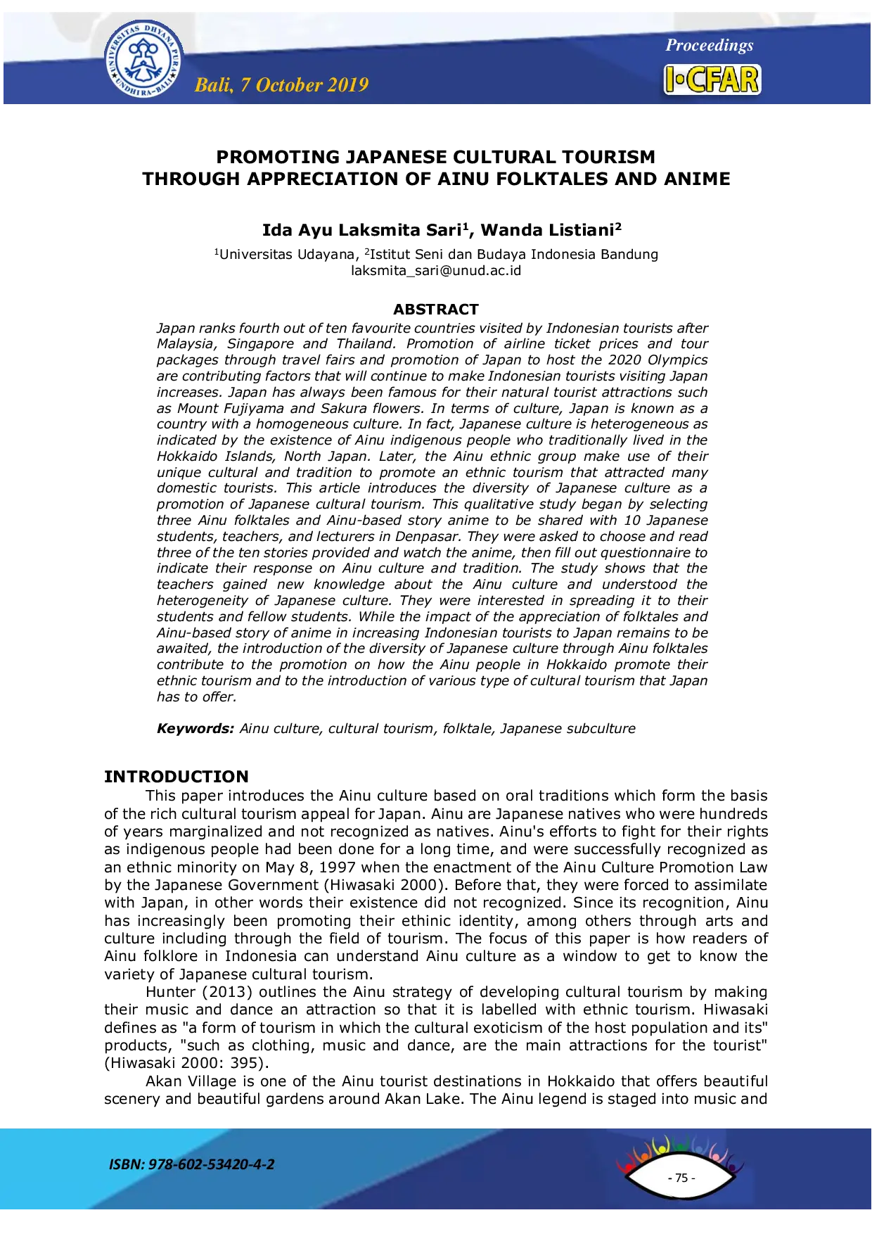 JURIS Promoting Japanese Cultural Tourism Through Appreciation Of Ainu Folktales And Anime