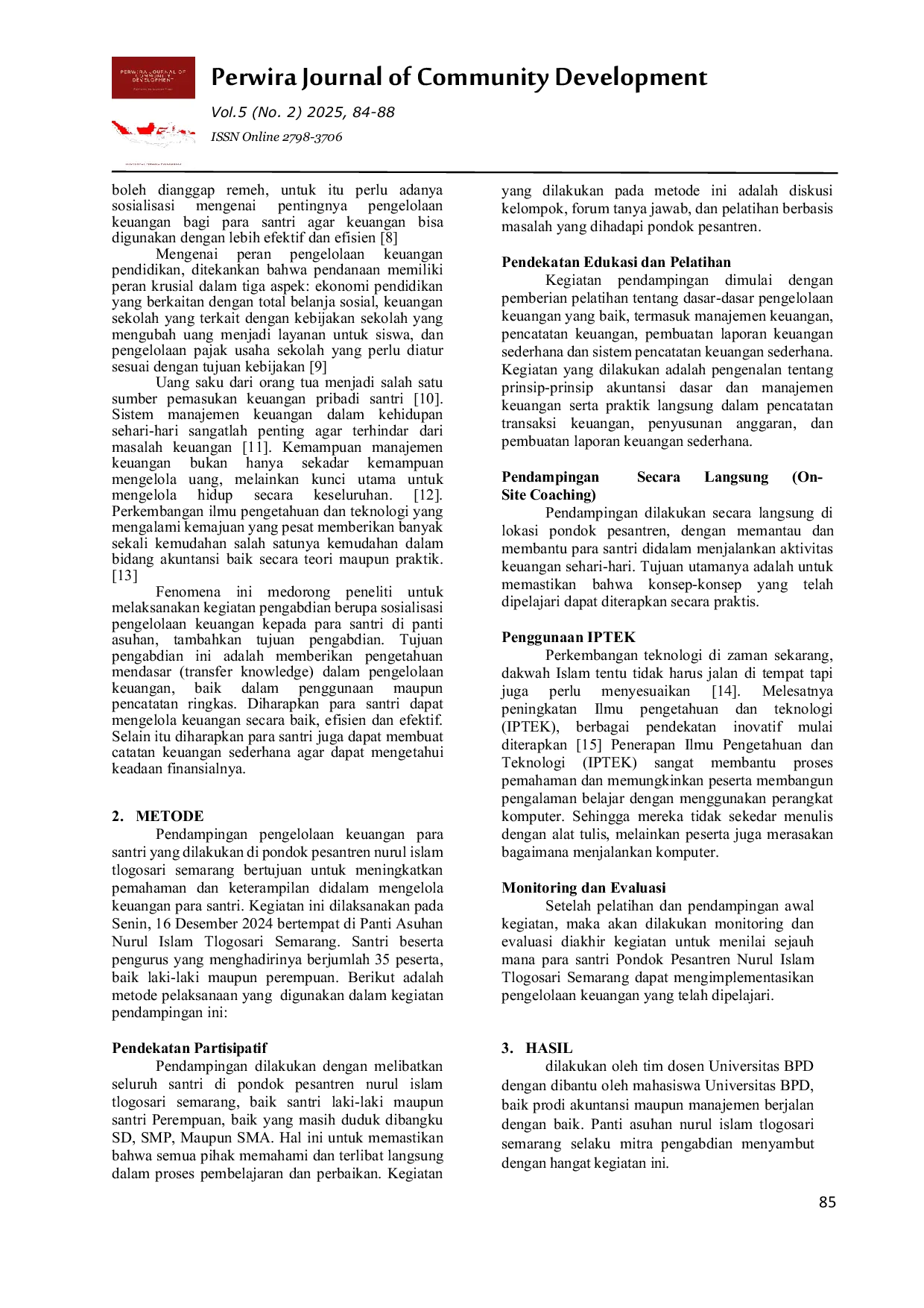 JURIS Pendampingan Pengelolaan Keuangan Santri Panti Asuhan Nurul Islam Tlogosari Semarang