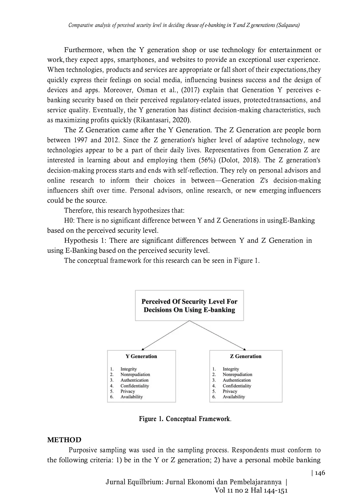 JURIS Comparative analysis of perceived security level in deciding the use of e banking in Y and Z generations