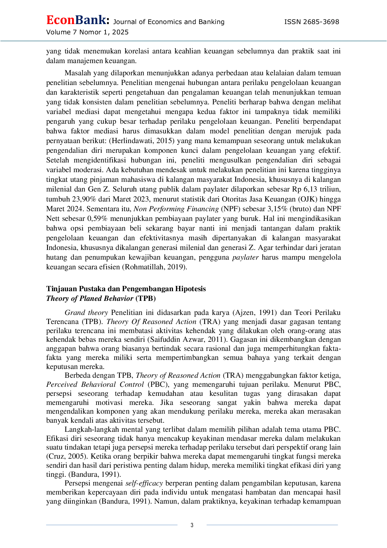 JURIS Kontrol Diri Sebagai Mediator Penentu Faktor Faktor yang Mempengaruhi Perilaku Pengelolaan Keuangan Pengguna Buy Now Pay Later BNPL