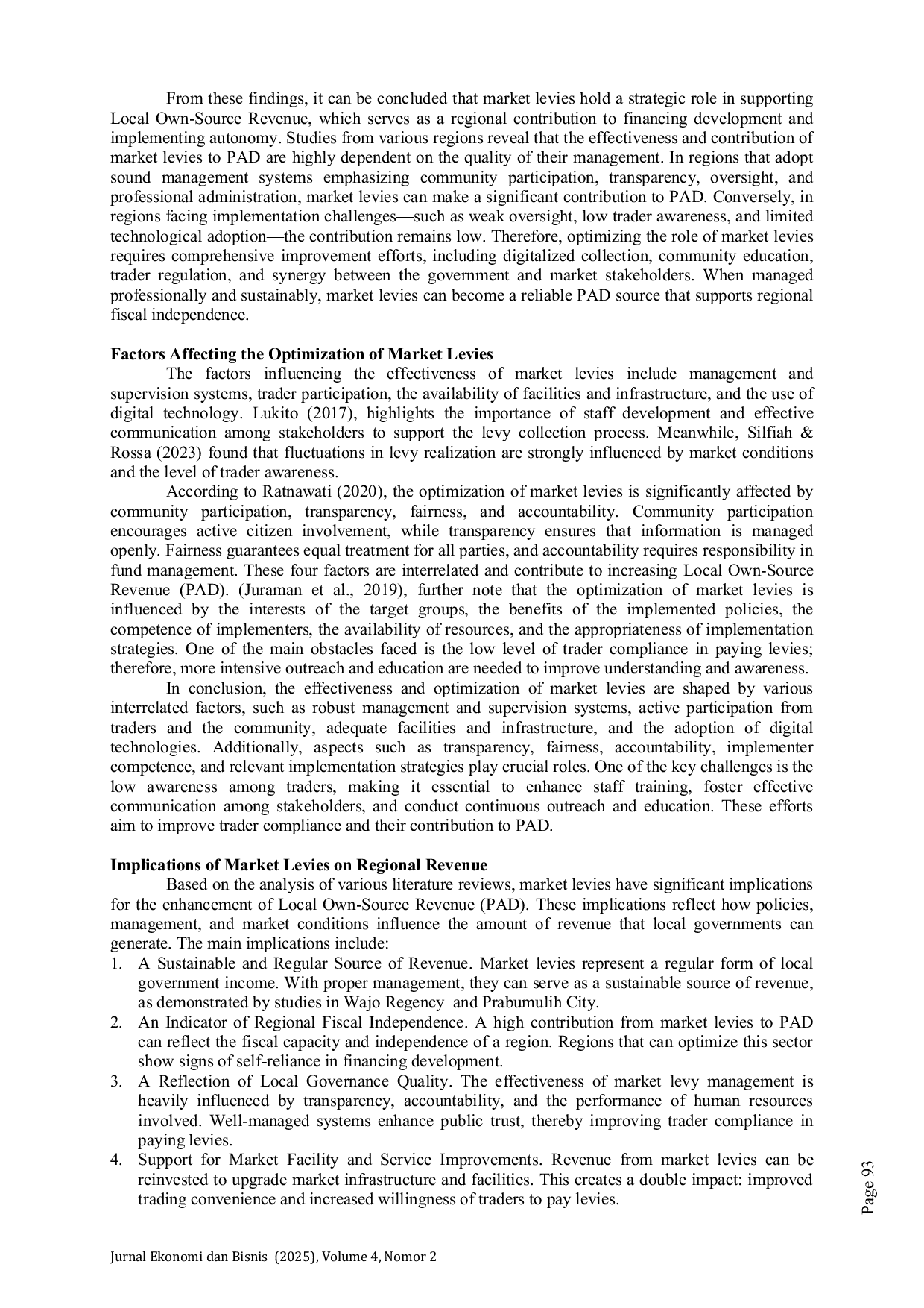 JURIS Analysis of the Role of Market Levies in Increasing Regional Revenue in Indonesia