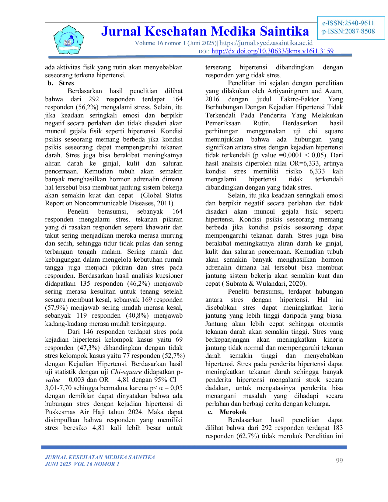 JURIS Analysis of Determinants of Hypertension in Adult Population Case Control Approach