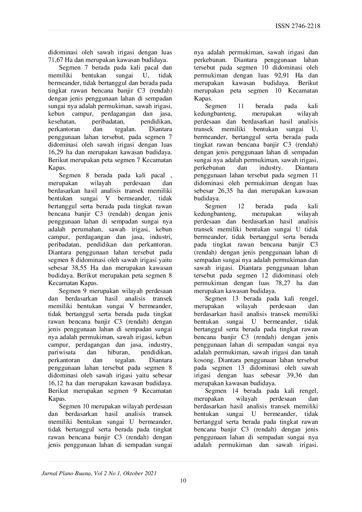 JURIS Kajian Penentuan Sempadan Sungai Perkotaan Kabupaten Bojonegoro Kajian Penentuan Sempadan Sungai Perkotaan Kabupaten Bojonegoro