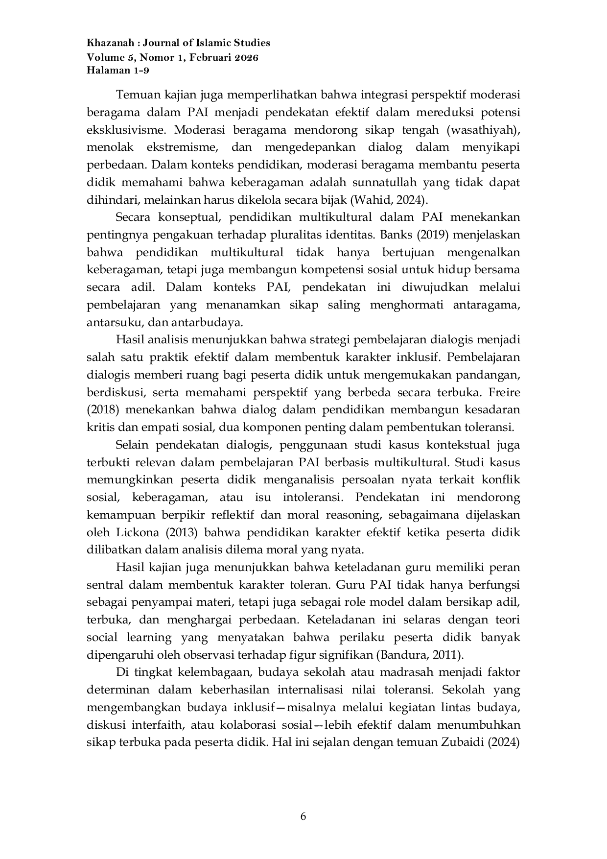 JURIS Peran Pendidikan Agama Islam dalam Membentuk Karakter Toleran dan Inklusif di Era Multikultural