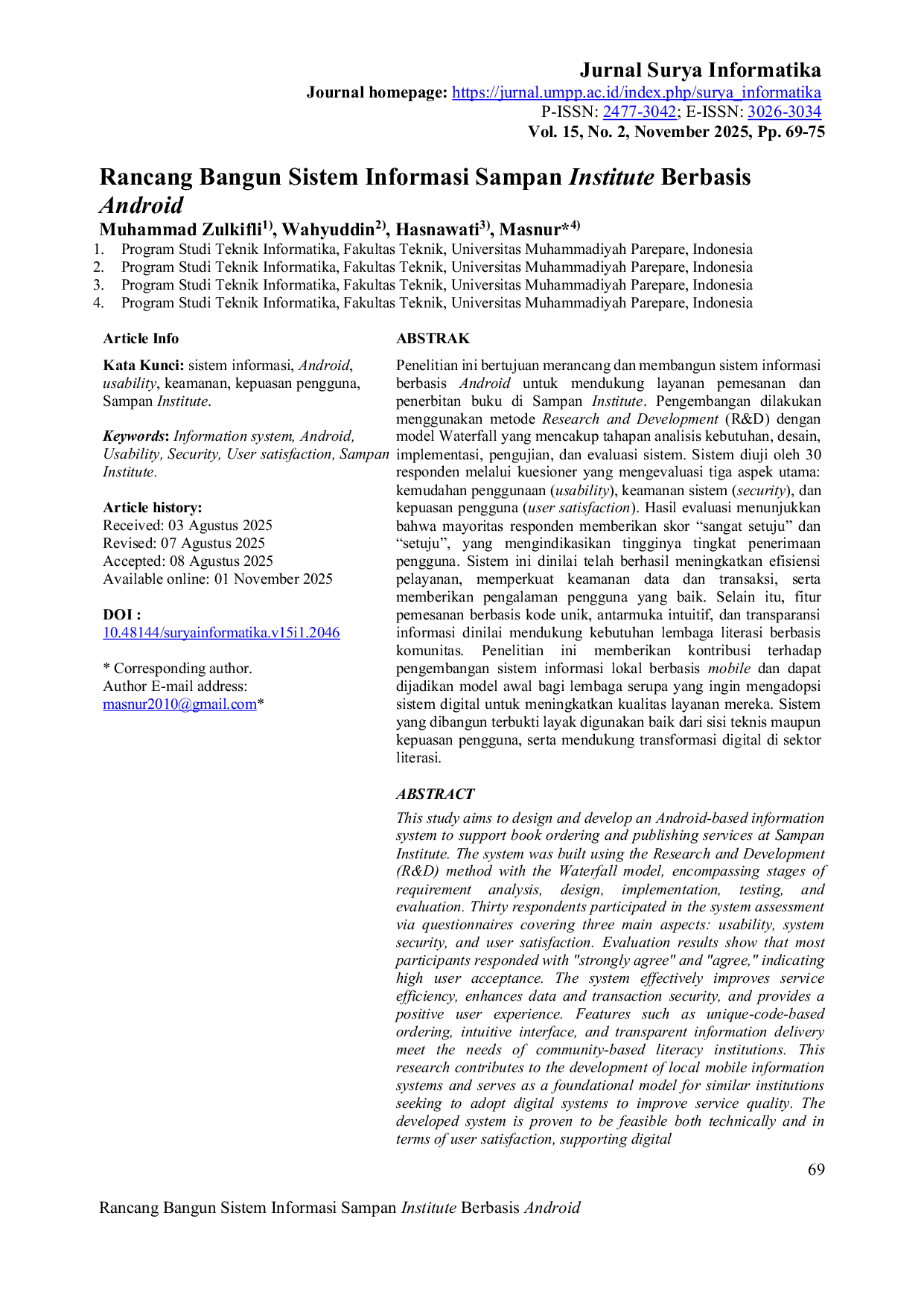 JURIS Rancang Bangun Sistem Informasi Sampan Institute Berbasis Android