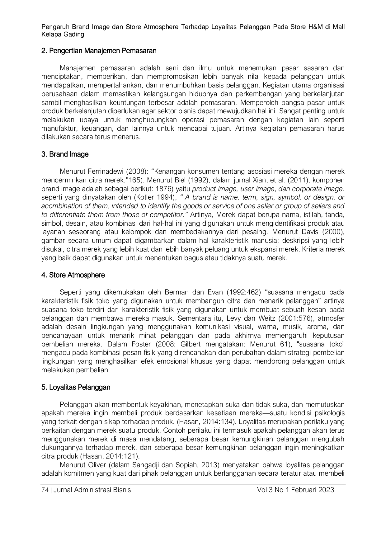 JURIS Pengaruh Brand Image Dan Store Atmosphere Terhadap Loyalitas Pelanggan Pada Store H M Di Mall Kelapa Gading
