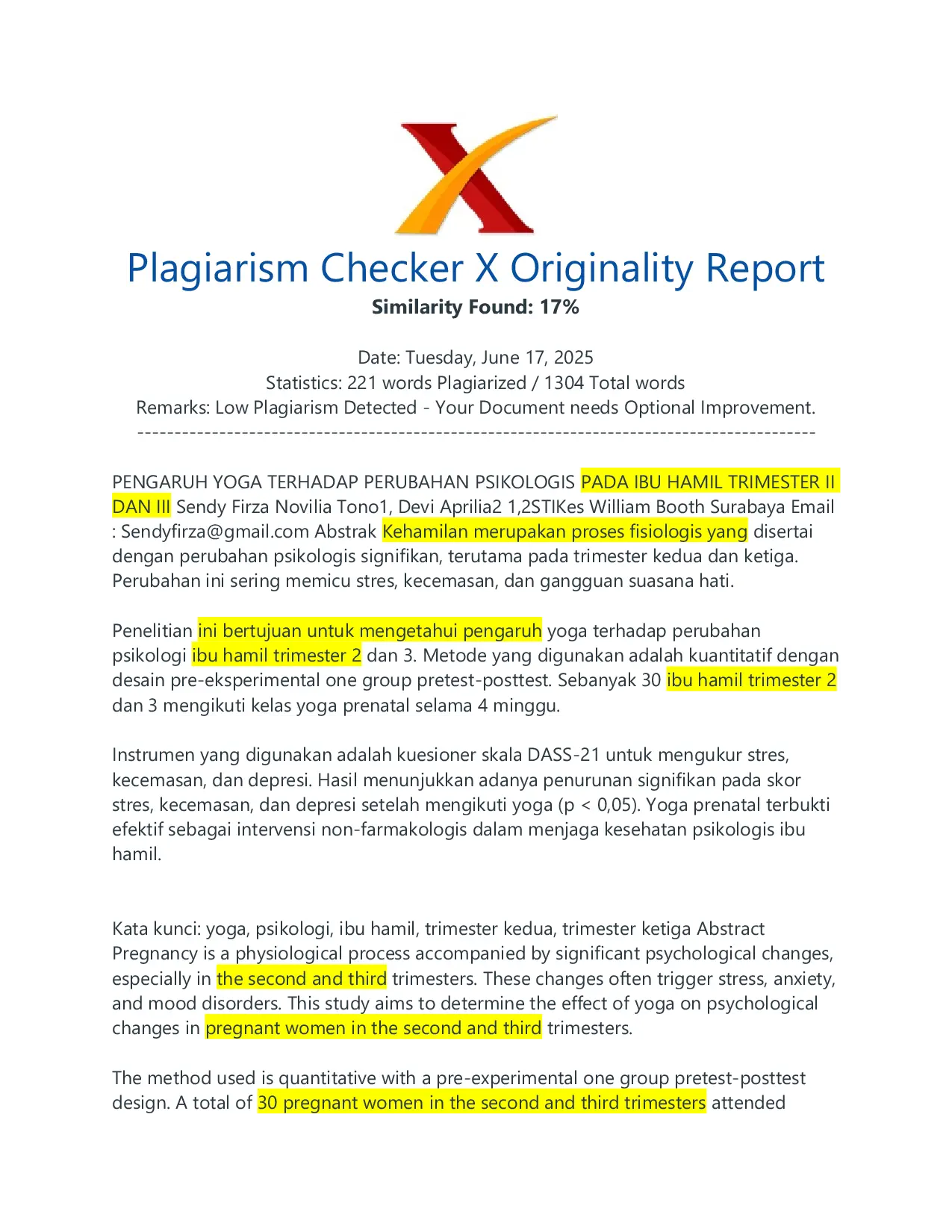 JURIS Pengaruh Yoga Terhadap Perubahan Psikologis Pada Ibu Hamil Trimester II Dan III