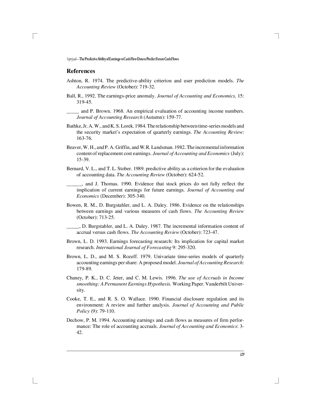 juris The Predictive Ability of Earnings vs Cash Flow Data to Predict Future Cash Flows