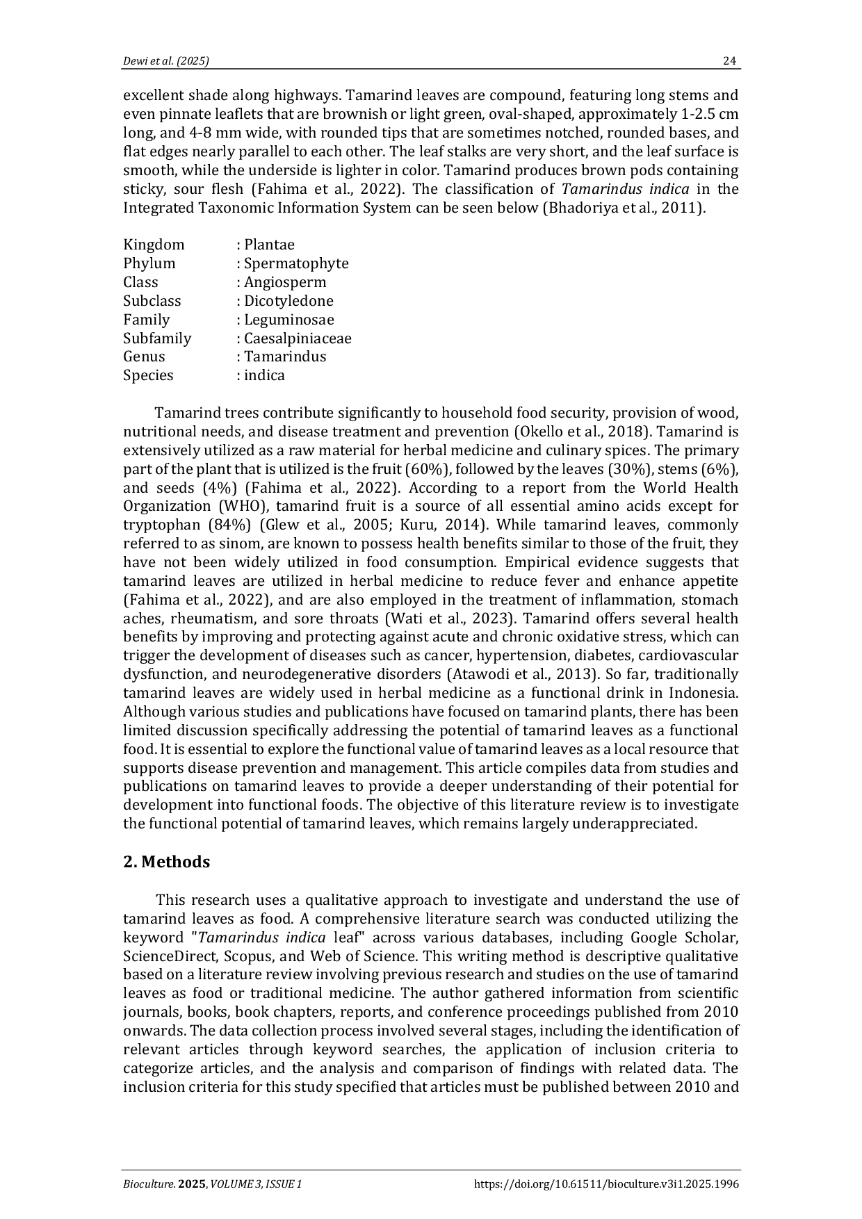 JURIS Potential of Tamarind Tamarindus indica L leaves as funtional food