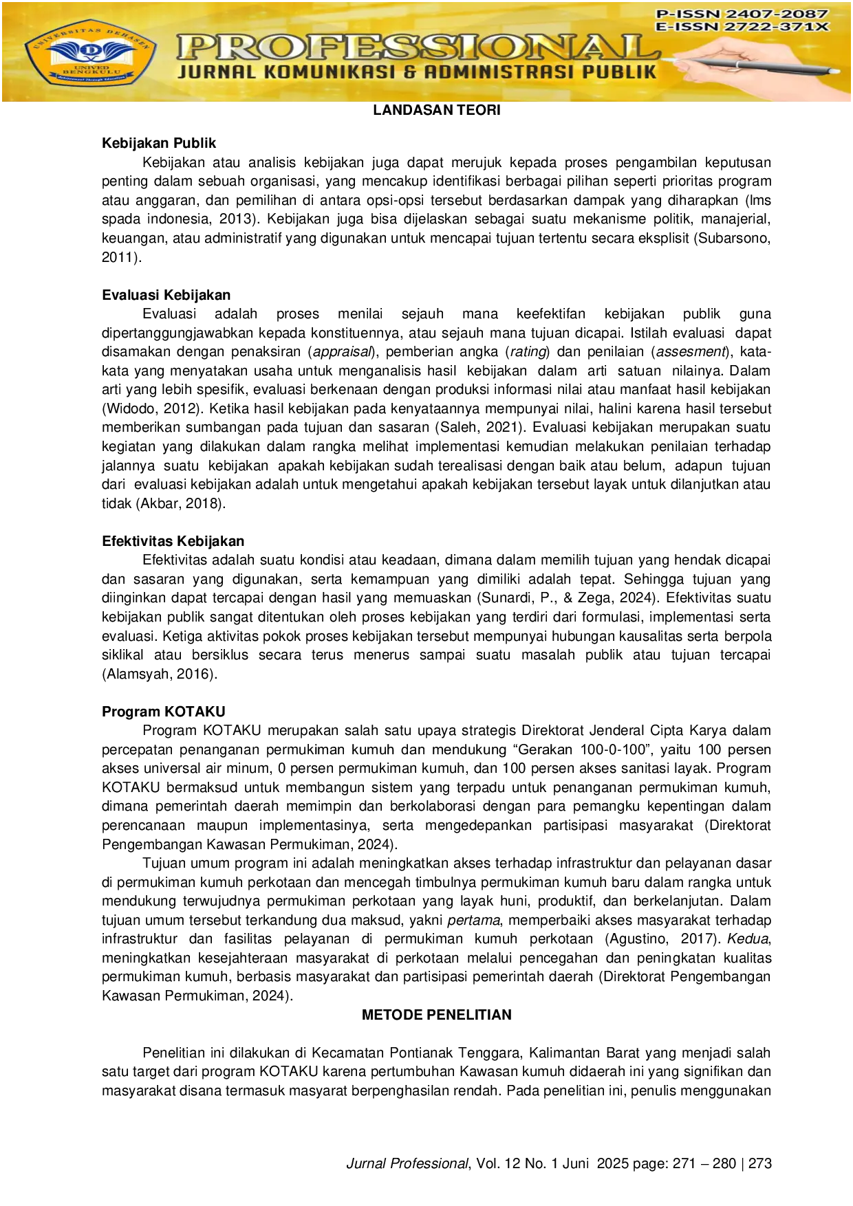 JURIS Efektivitas Program Kota Tanpa Kumuh Dalam Menangani Kawasan Permukiman Kumuh di Kota Pontianak