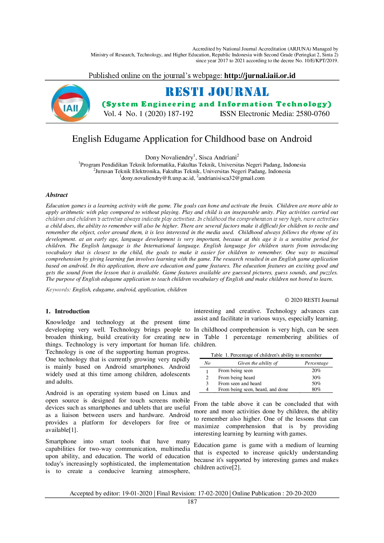 JURIS English Edugame Application for Childhood base on Android