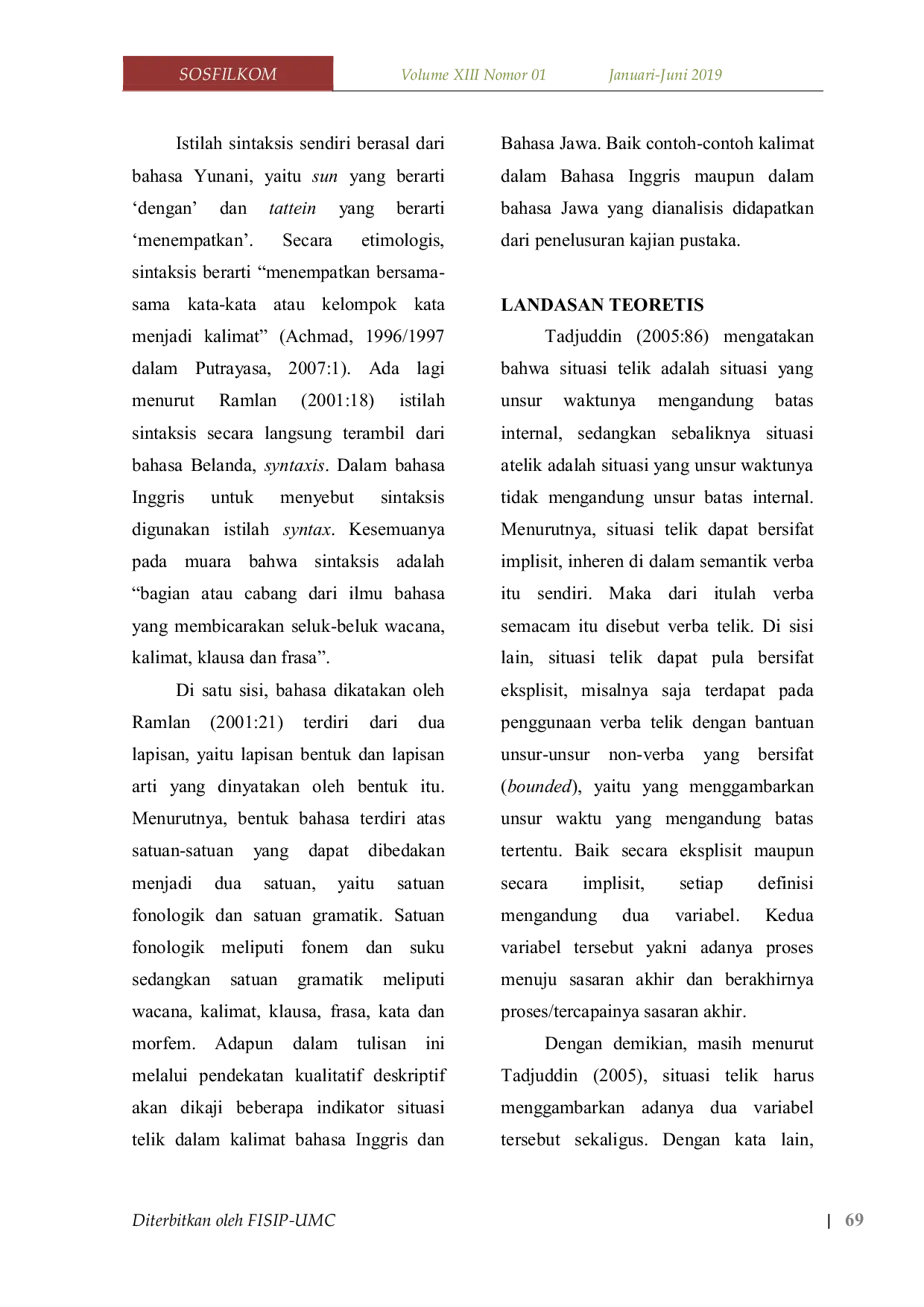 JURIS Indikator Situasi Telik Dalam Kalimat Bahasa Inggris dan Bahasa Jawa