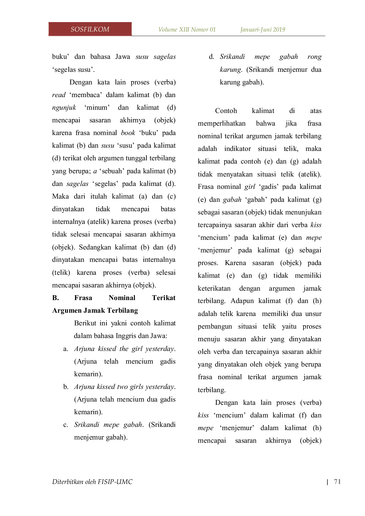 JURIS Indikator Situasi Telik Dalam Kalimat Bahasa Inggris dan Bahasa Jawa