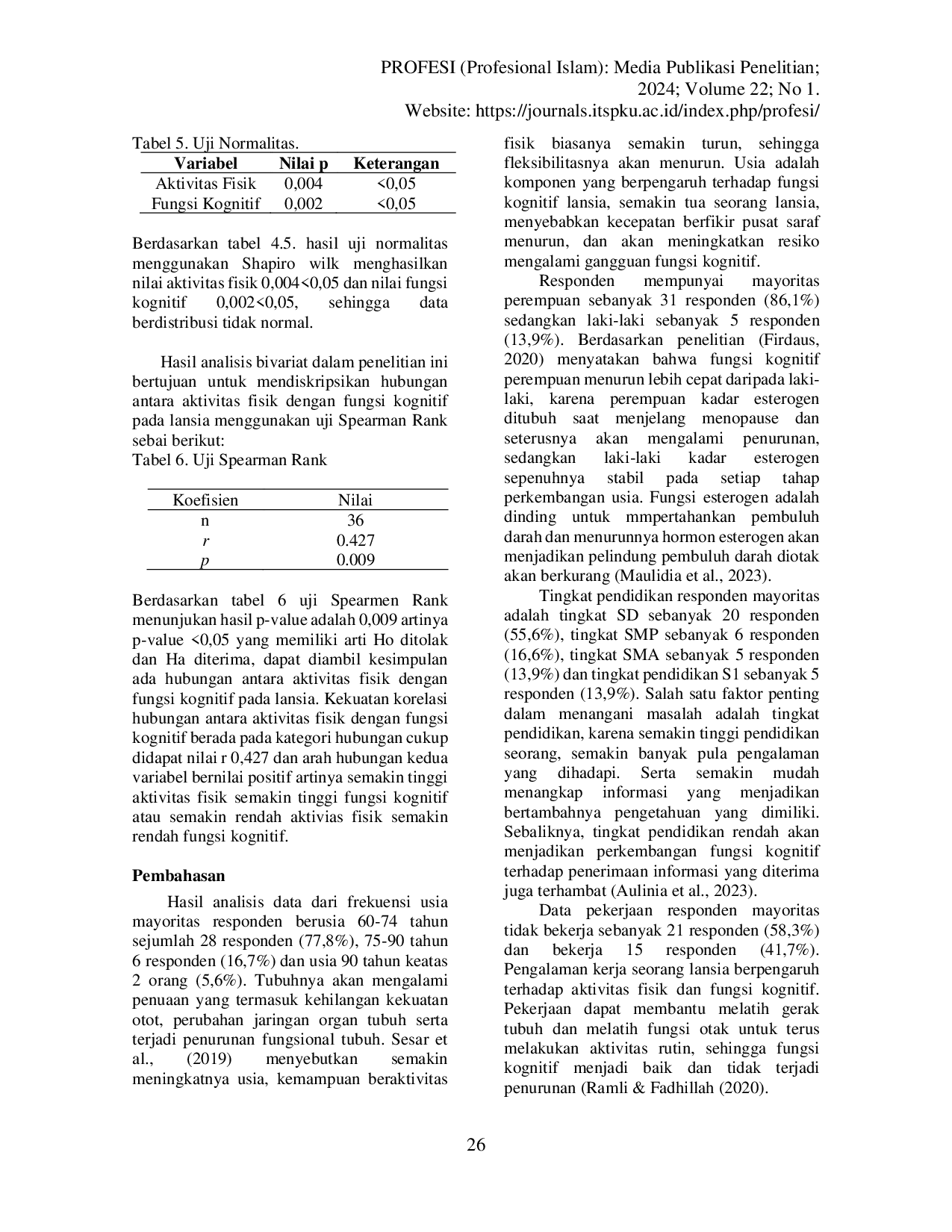 JURIS Hubungan Antara Aktivitas Fisik Dengan Fungsi Kognitif Pada Lansia