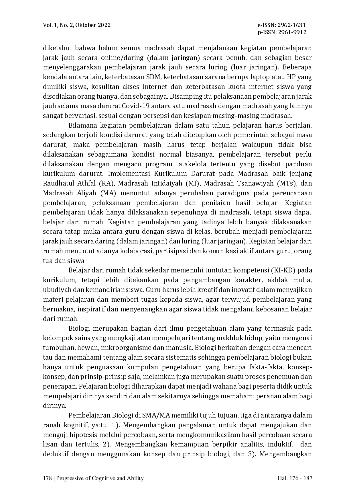 juris Penerapan E Learning pada Proses Belajar Dari Rumah BDR untuk Meningkatkan Hasil Belajar Biologi pada Masa Pandemi