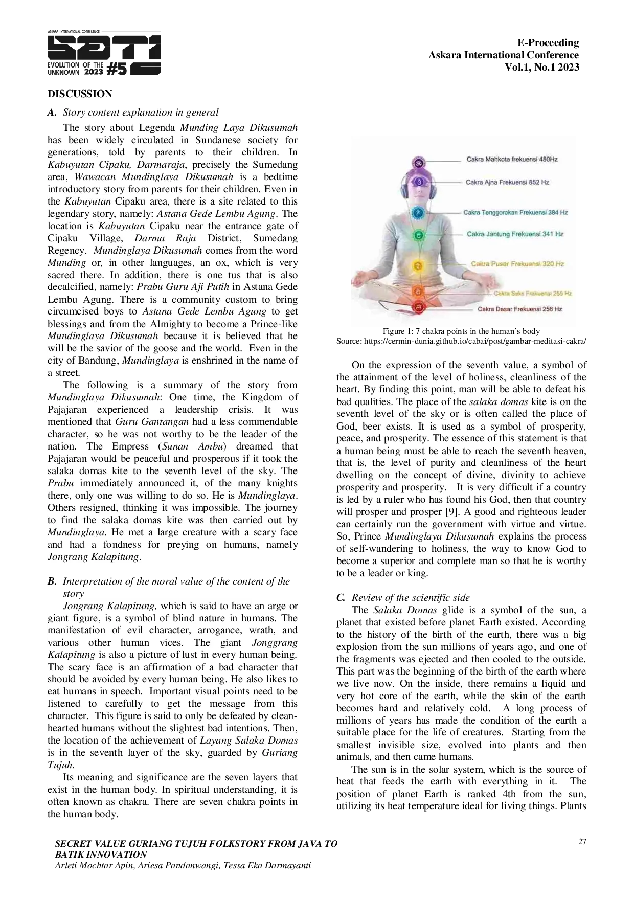 JURIS SECRET VALUE GURIANG TUJUH FOLKSTORY FROM JAVA TO BATIK INNOVATION