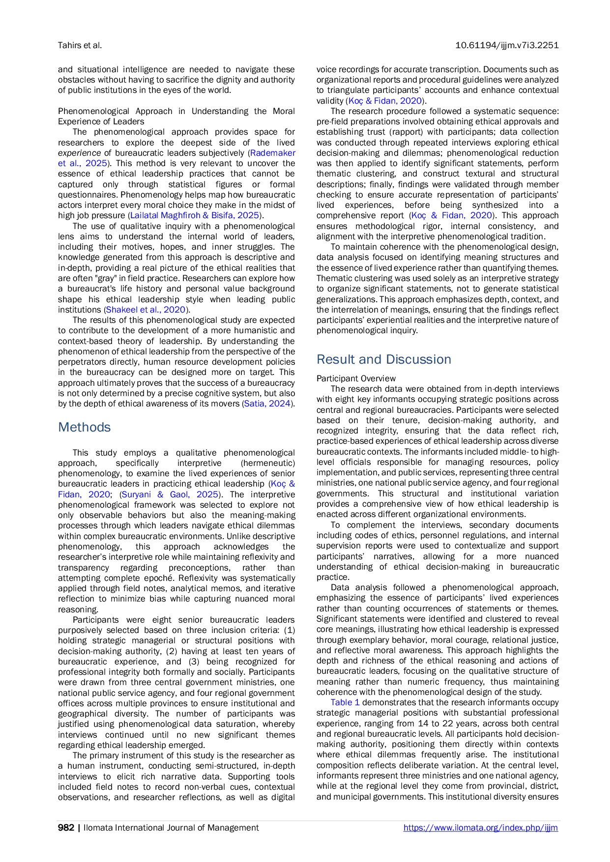 JURIS How Ethical Leadership Is Practiced in Public Bureaucracy A Qualitative Inquiry