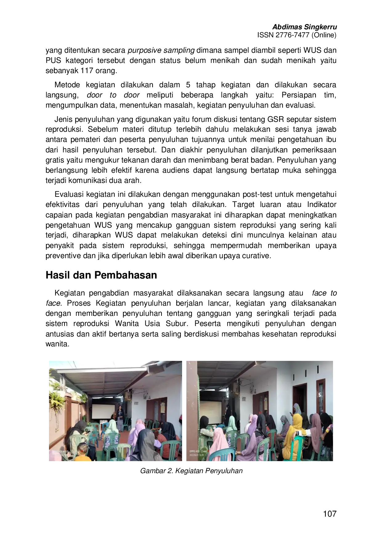 JURIS Edukasi Pada Wanita Usia Subur WUS Tentang Gangguan Sistem Reproduksi