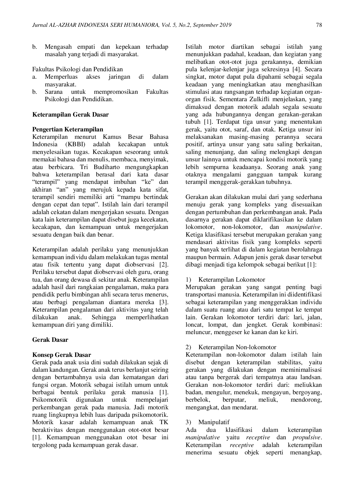 JURIS Pemetaan Pengetahuan Guru TK tentang Keterampilan Gerak Dasar Anak TK