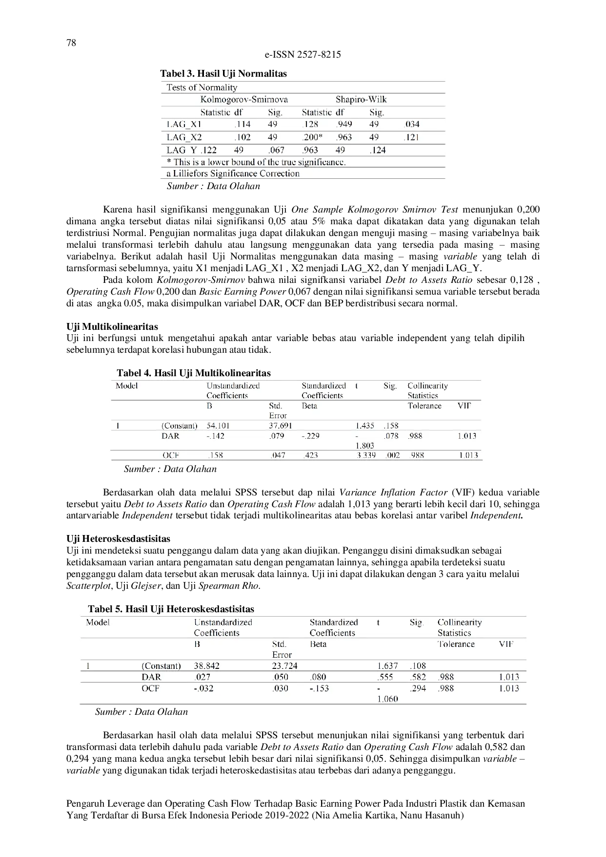 JURIS The Effect Of Leverage And Operating Cash Flow On Basic Earning Power In The Plastic And Packaging Industry Listed On The Indonesia Stock Exchange For The Period 2019 2022