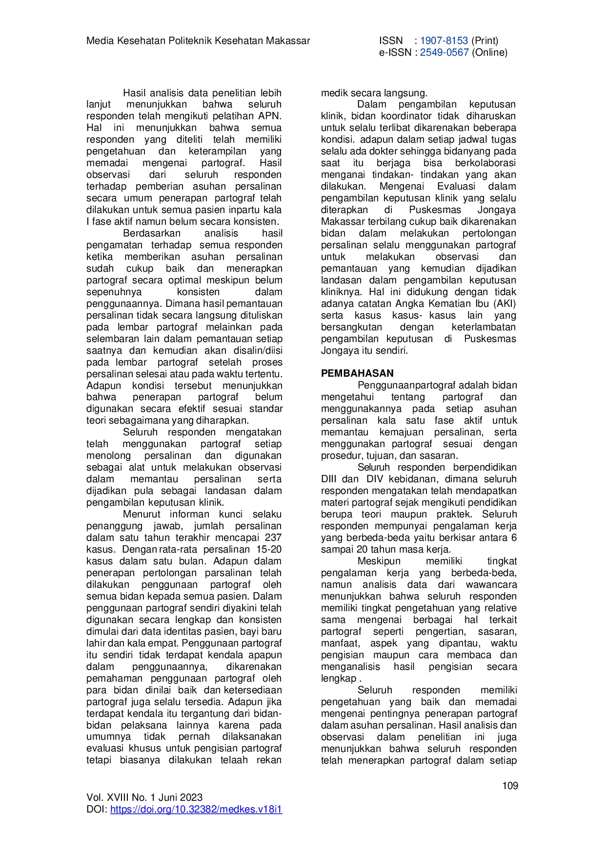 JURIS Efektivitas Penggunaan Partograf dalam Pengambilan Keputusan Klinik