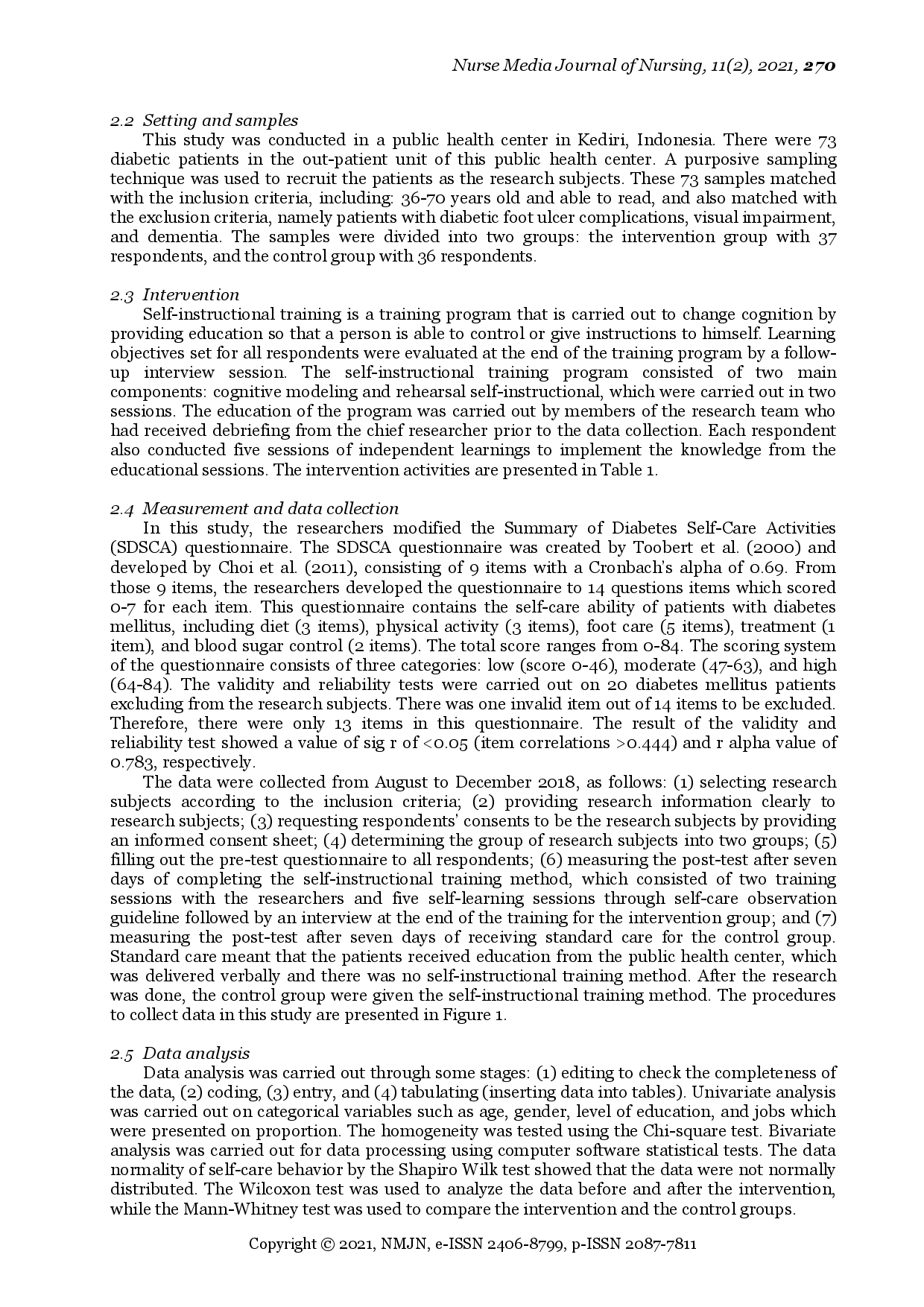 juris Self Instructional Training Application on Diabetic Patients Self Care Behaviors