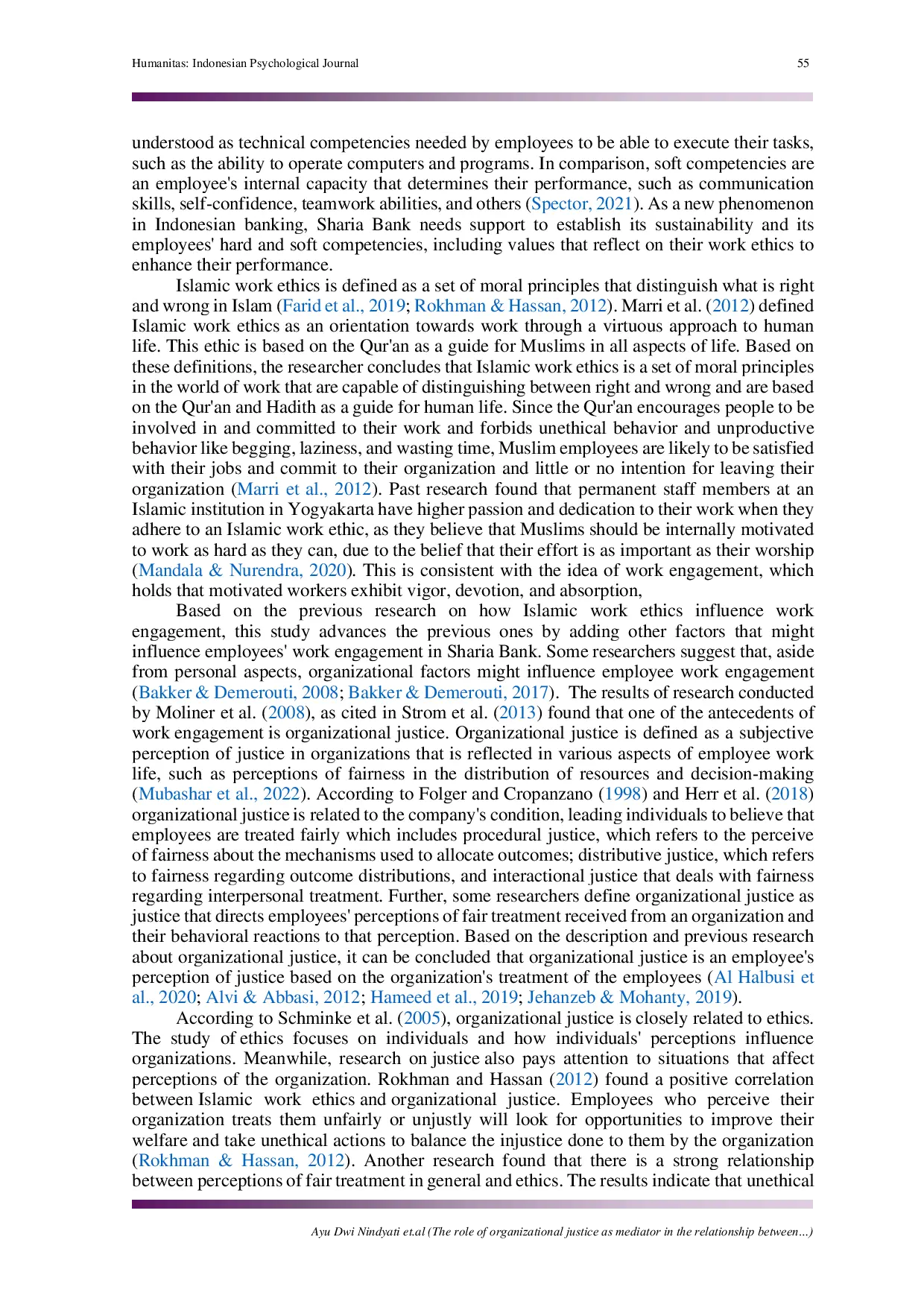 JURIS The role of organizational justice as mediator in the relationship between Islamic work ethics and work engagement