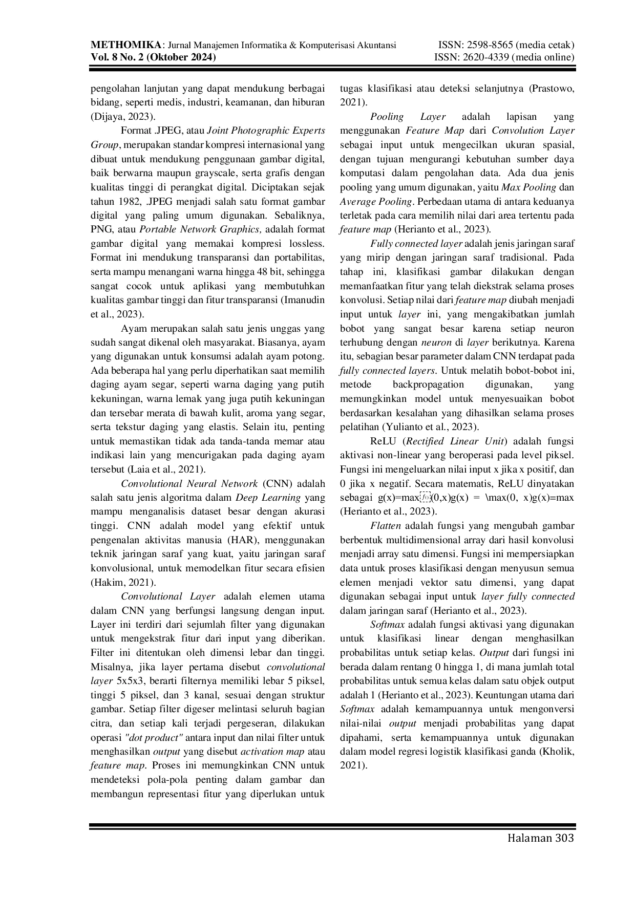 JURIS Sistem Pendeteksi Tingkat Kesegaran Daging Ayam Pada Citra Menggunakan Metode Convolutional Neural Network Cnn Berbasis Android