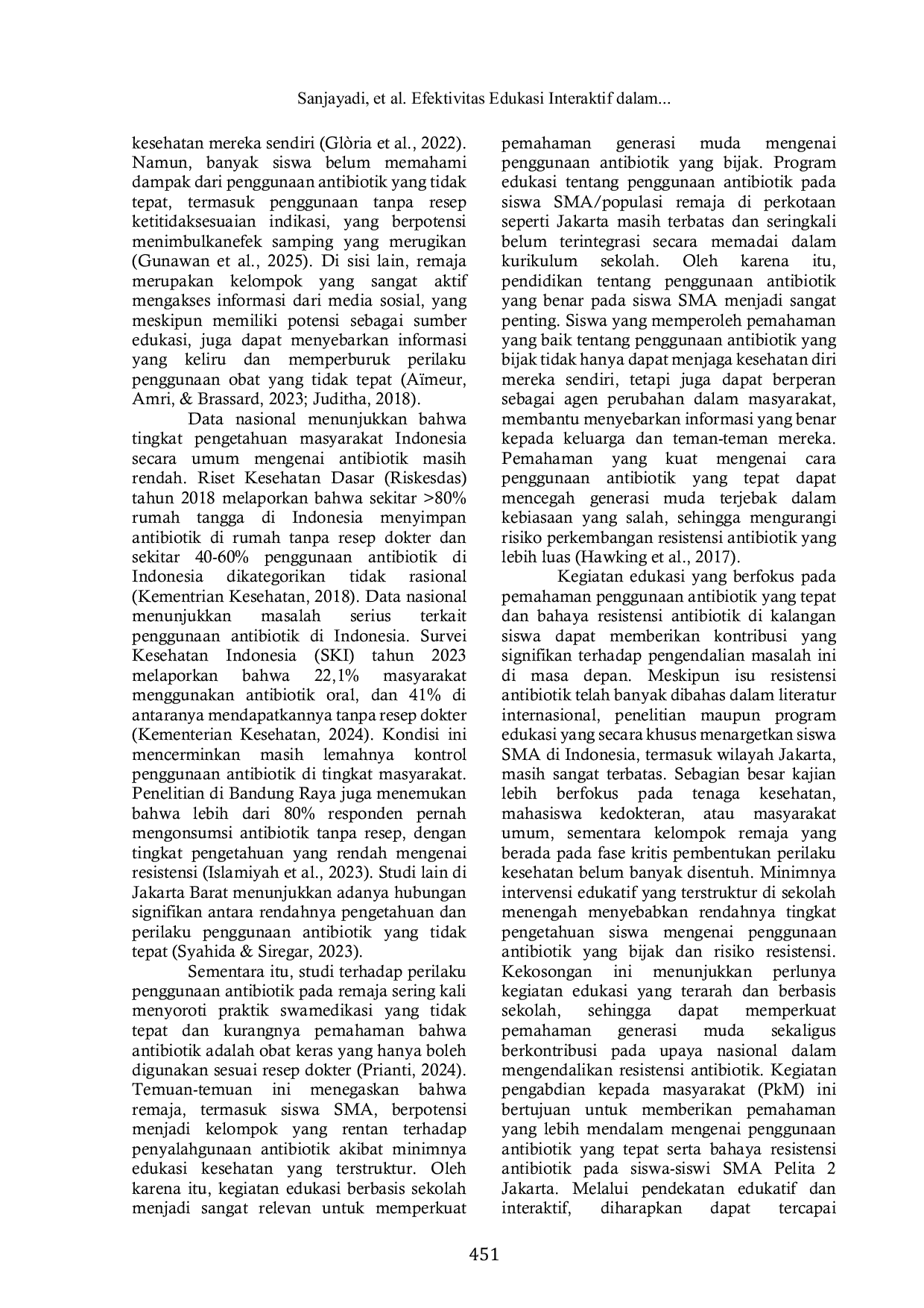 JURIS Efektivitas Edukasi Interaktif dalam Meningkatkan Pemahaman Penggunaan Antibiotik yang Tepat pada Siswa SMA