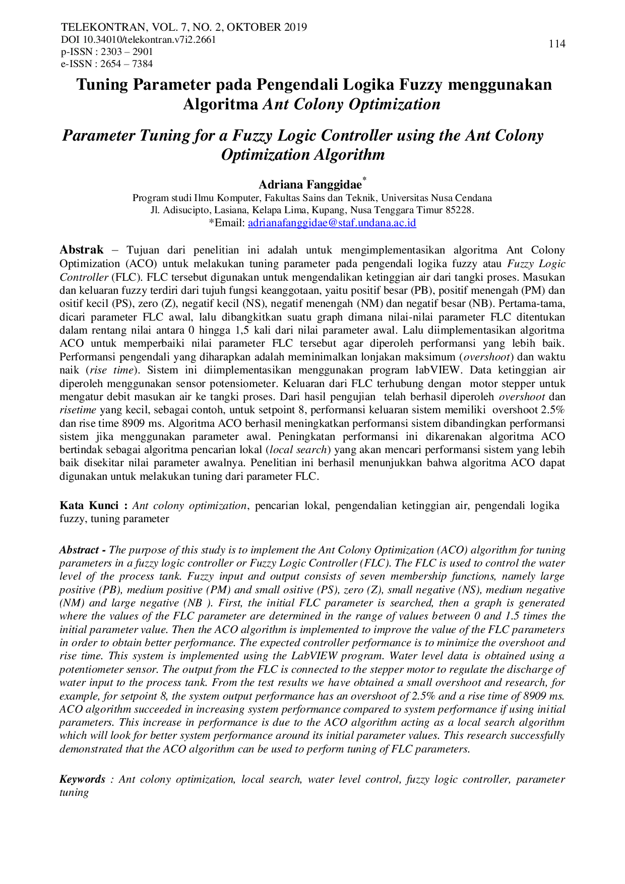 JURIS Parameter Tuning for a Fuzzy Logic Controller using the Ant Colony Optimization Algorithm