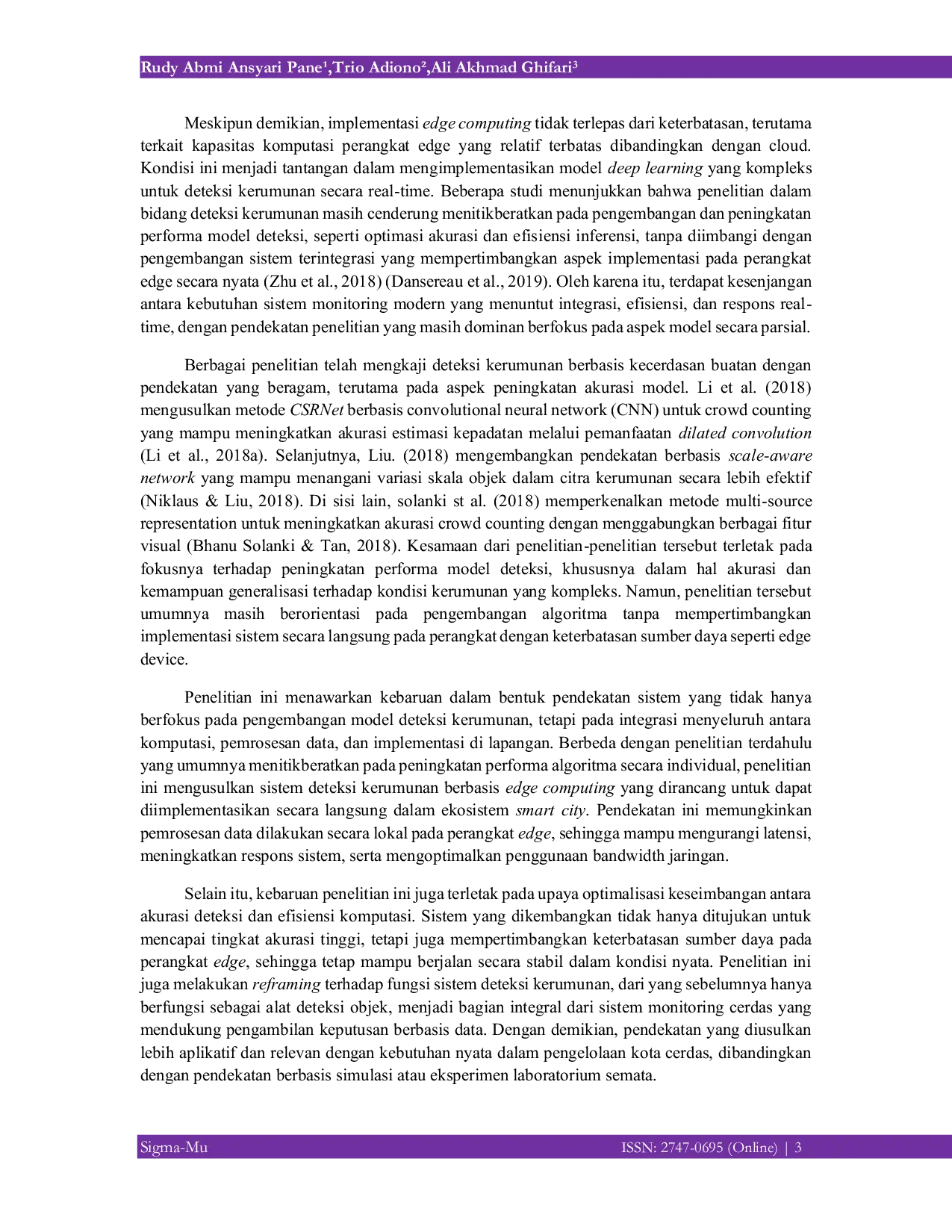 JURIS Pengembangan Sistem Deteksi Kerumunan Berbasis Edge Computing untuk Mendukung Monitoring Cerdas pada Lingkungan Smart City
