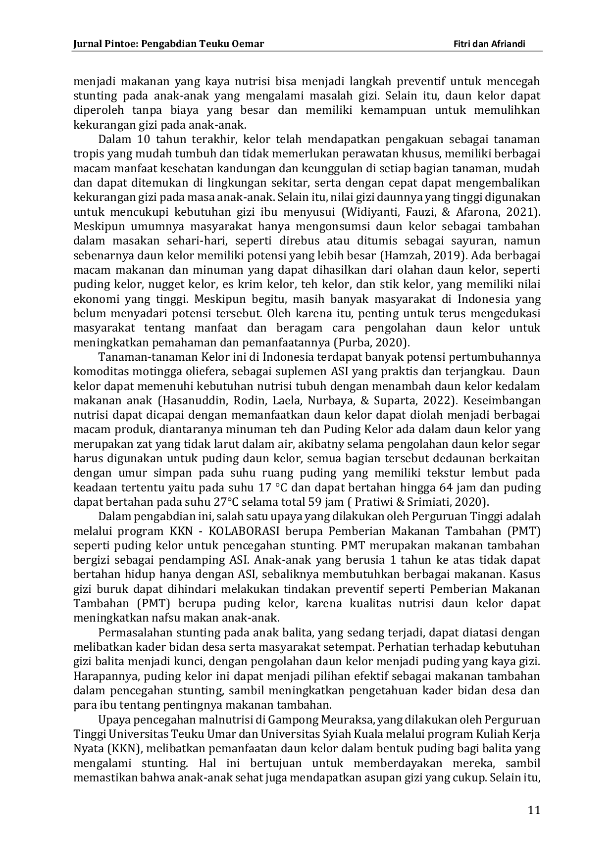 JURIS Edukasi Pemberian Makanan Tambah PMT Puding Kelor untuk Pencegahan Stunting