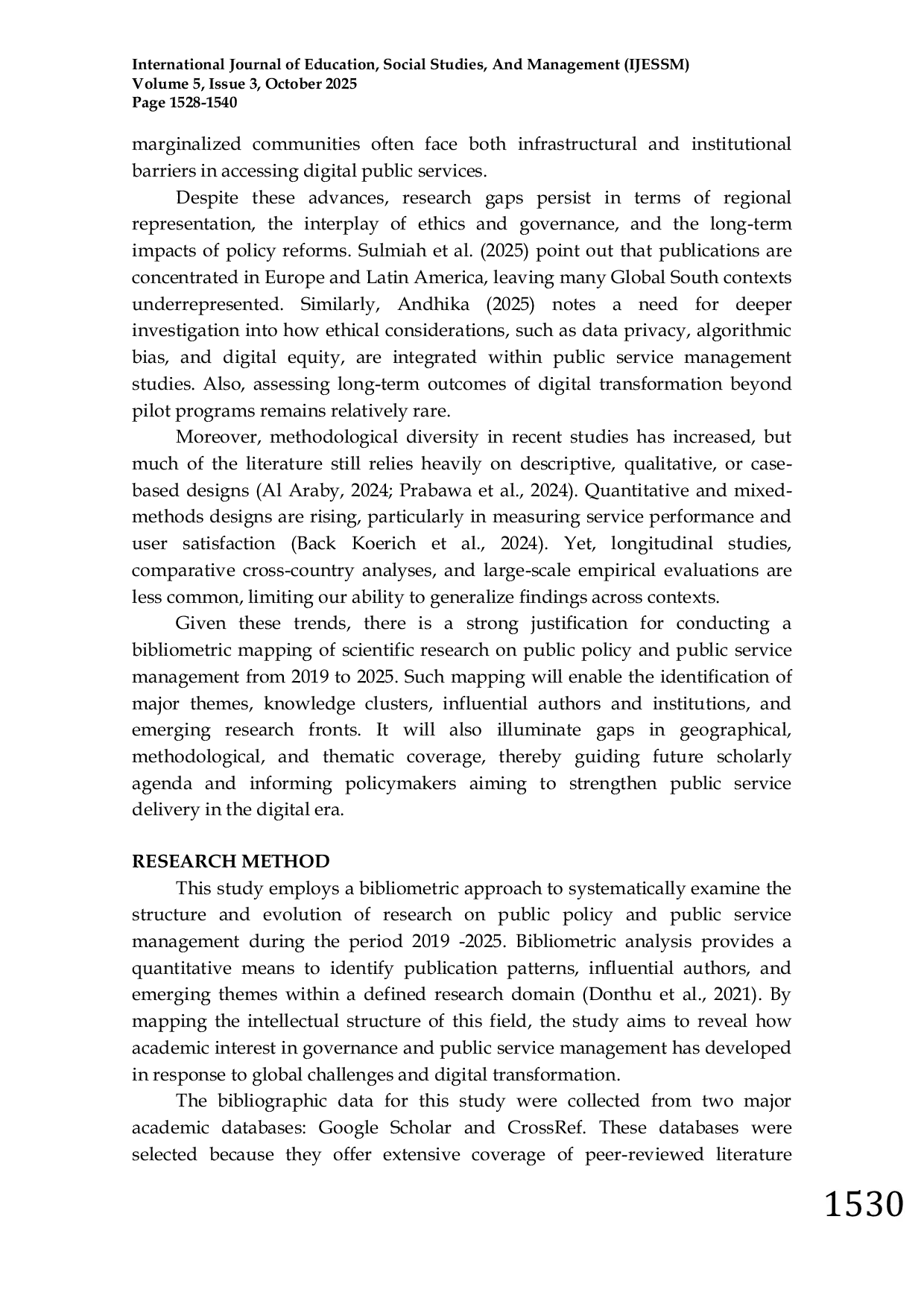 JURIS Public Policy and Public Service Management A Bibliometric Mapping of Scientific Research and Emerging Trends