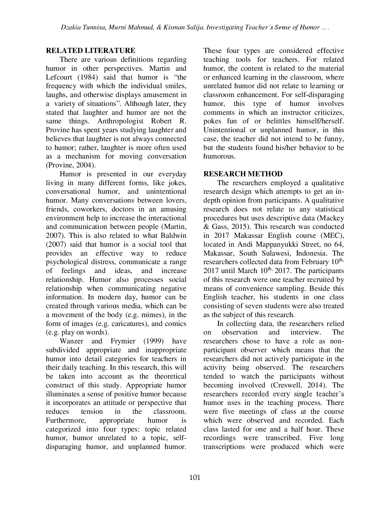 juris Investigating Teacher s Sense of Humor in Indonesia