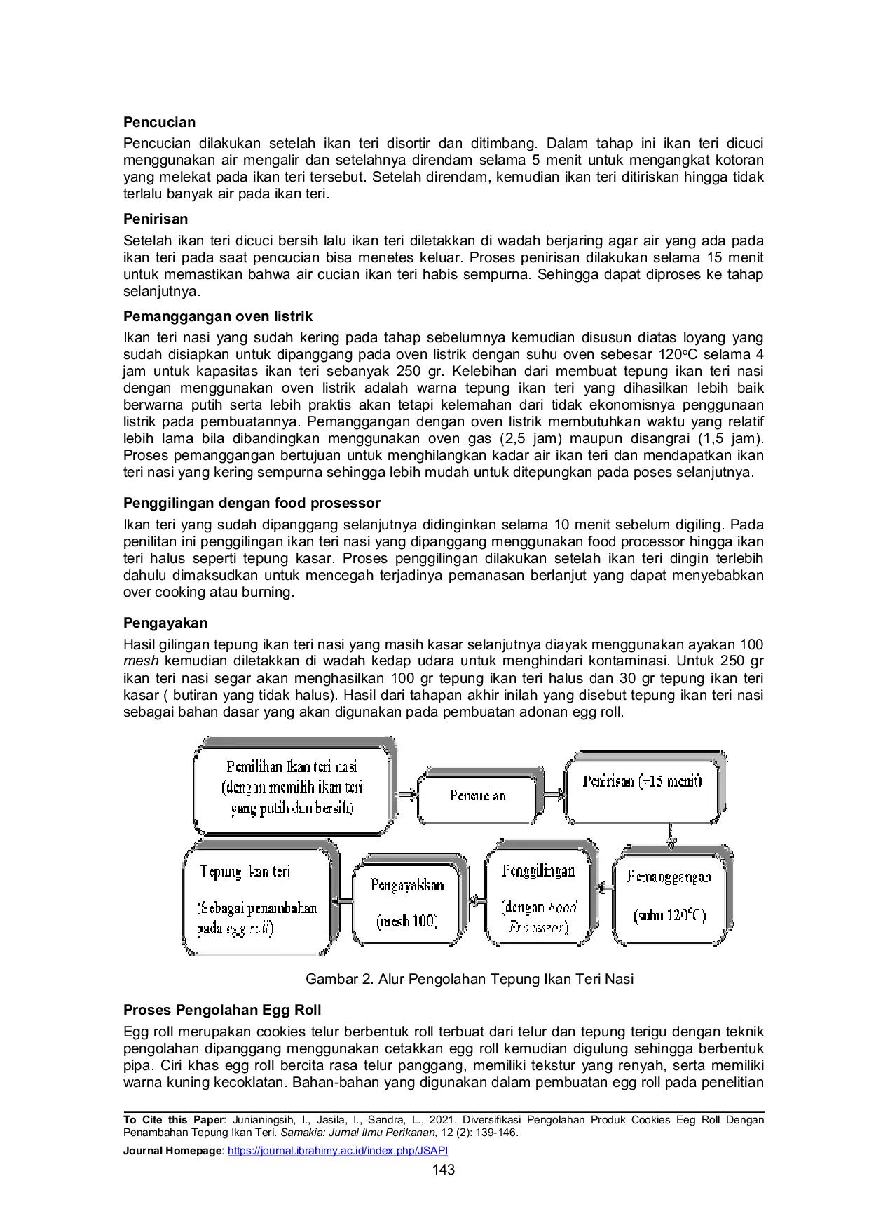 JURIS Diversifikasi Pengolahan Produk Cookies Eeg Roll Dengan Penambahan Tepung Ikan Teri