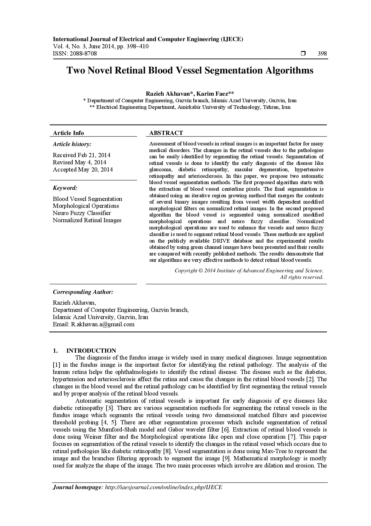 juris Two Novel Retinal Blood Vessel Segmentation Algorithms