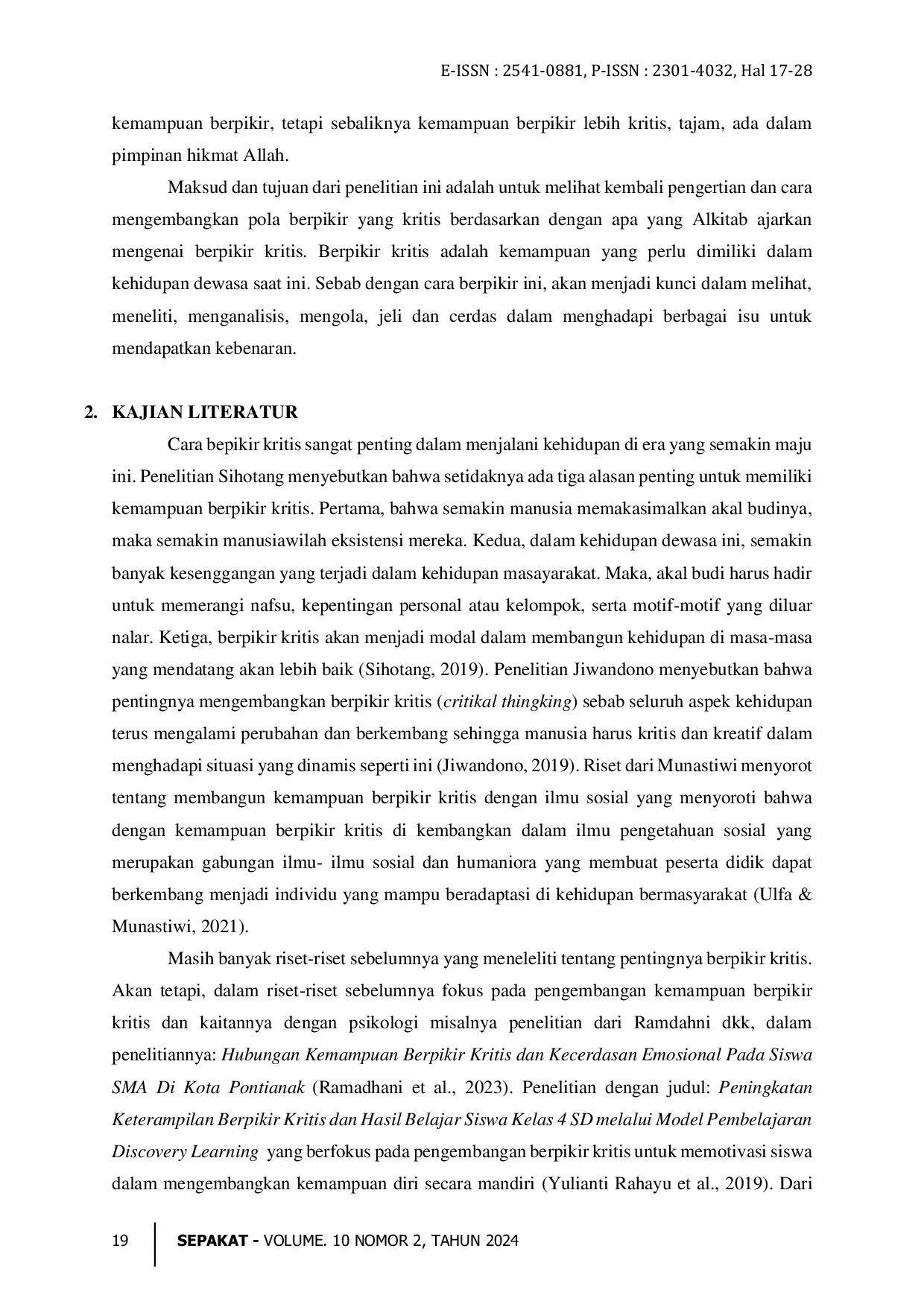 JURIS Alkitab sebagai Landasan Berpikir Kritis