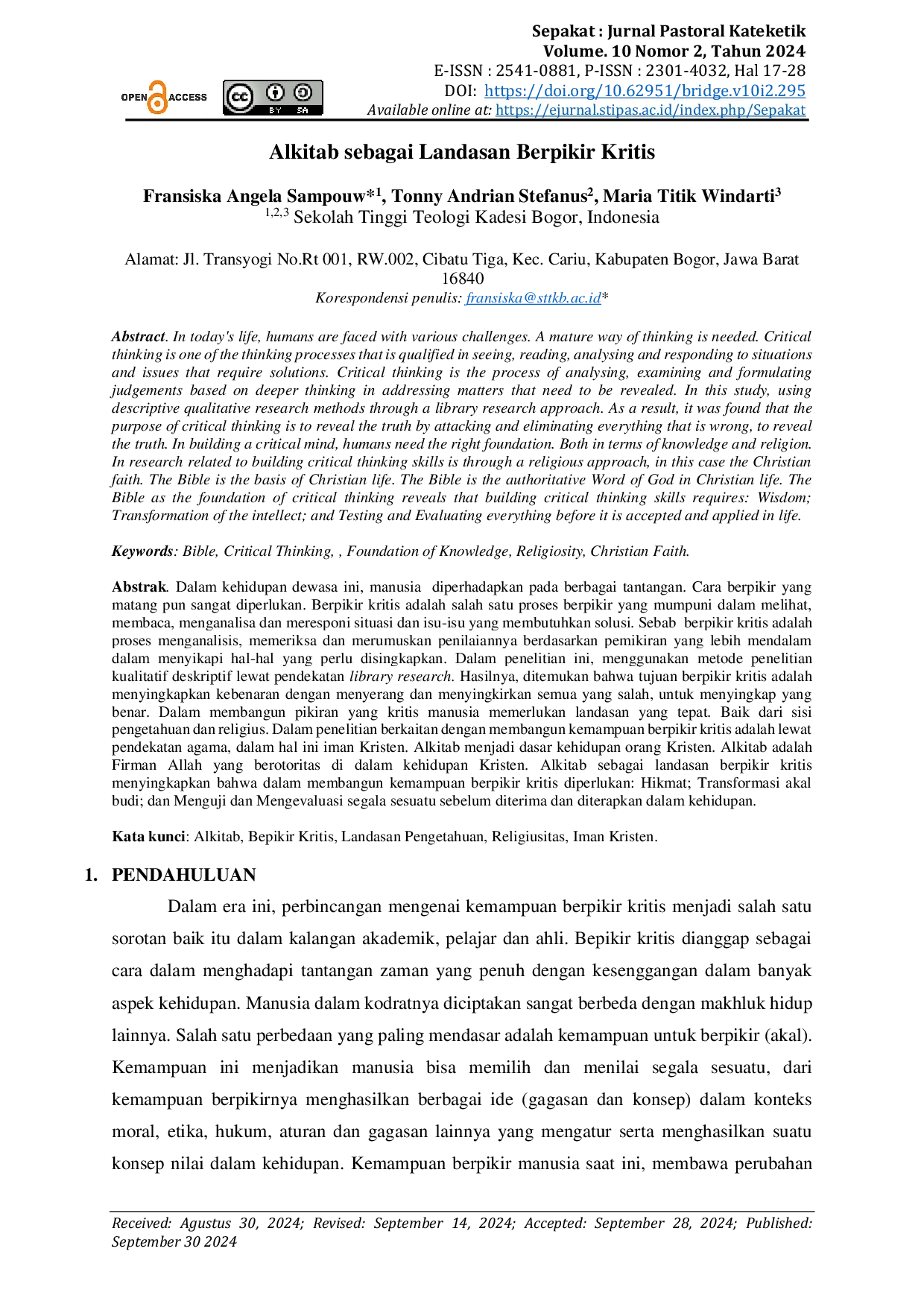 JURIS Alkitab sebagai Landasan Berpikir Kritis