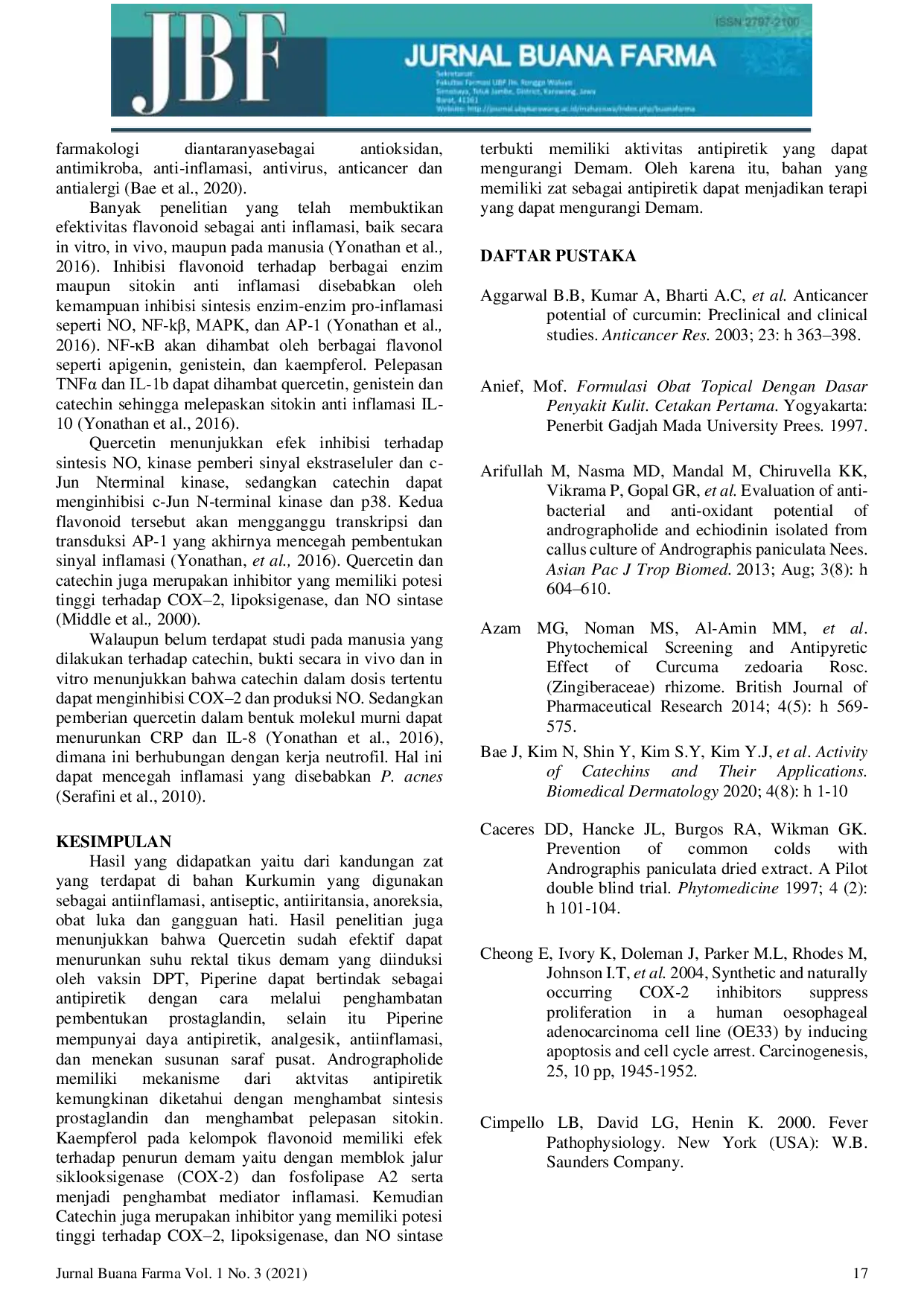 JURIS Aktivitas Antipiretik Dari Beberapa Senyawa Aktif