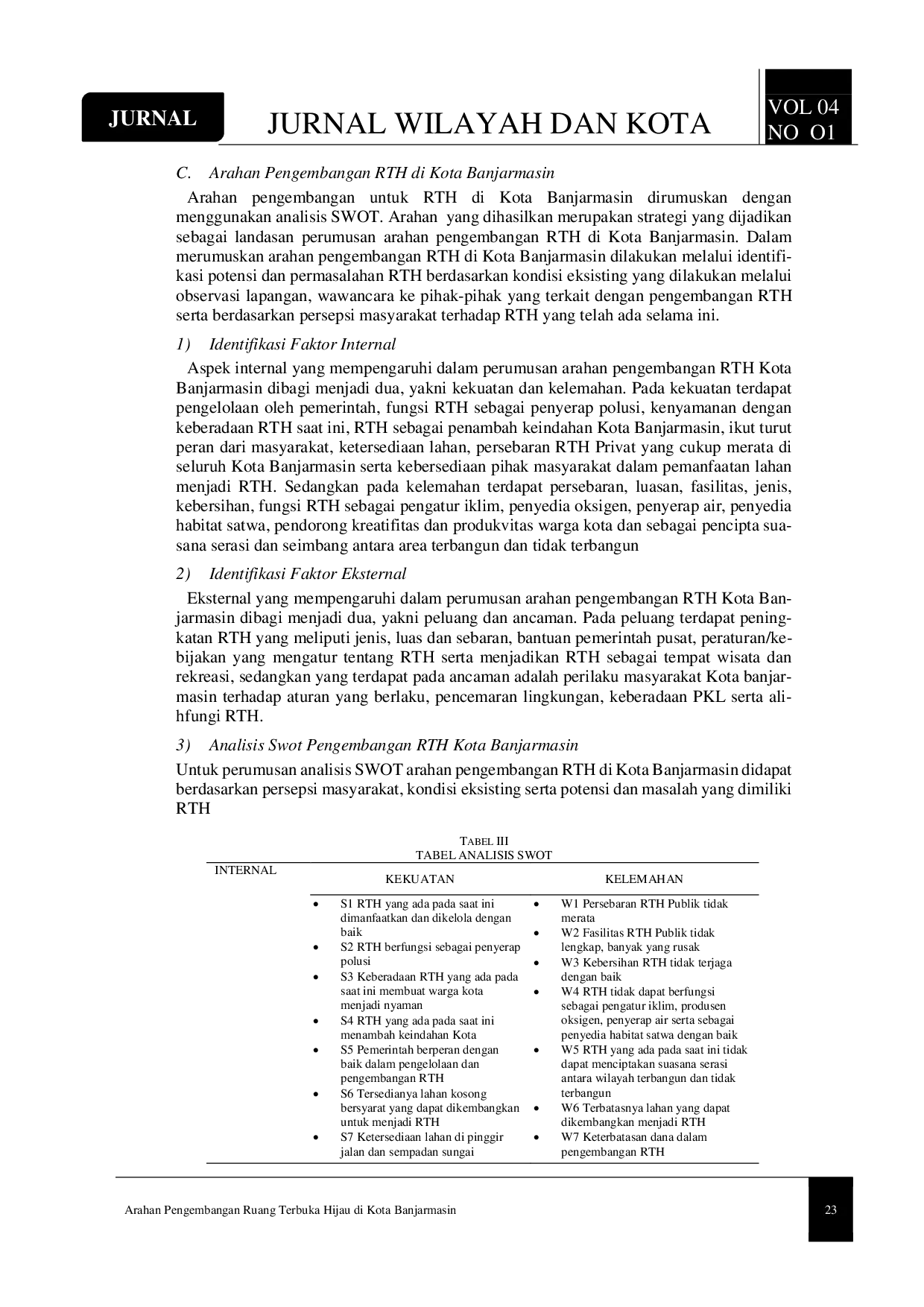 JURIS Arahan Pengembangan Ruang Terbuka Hijau di Kota Banjarmasin