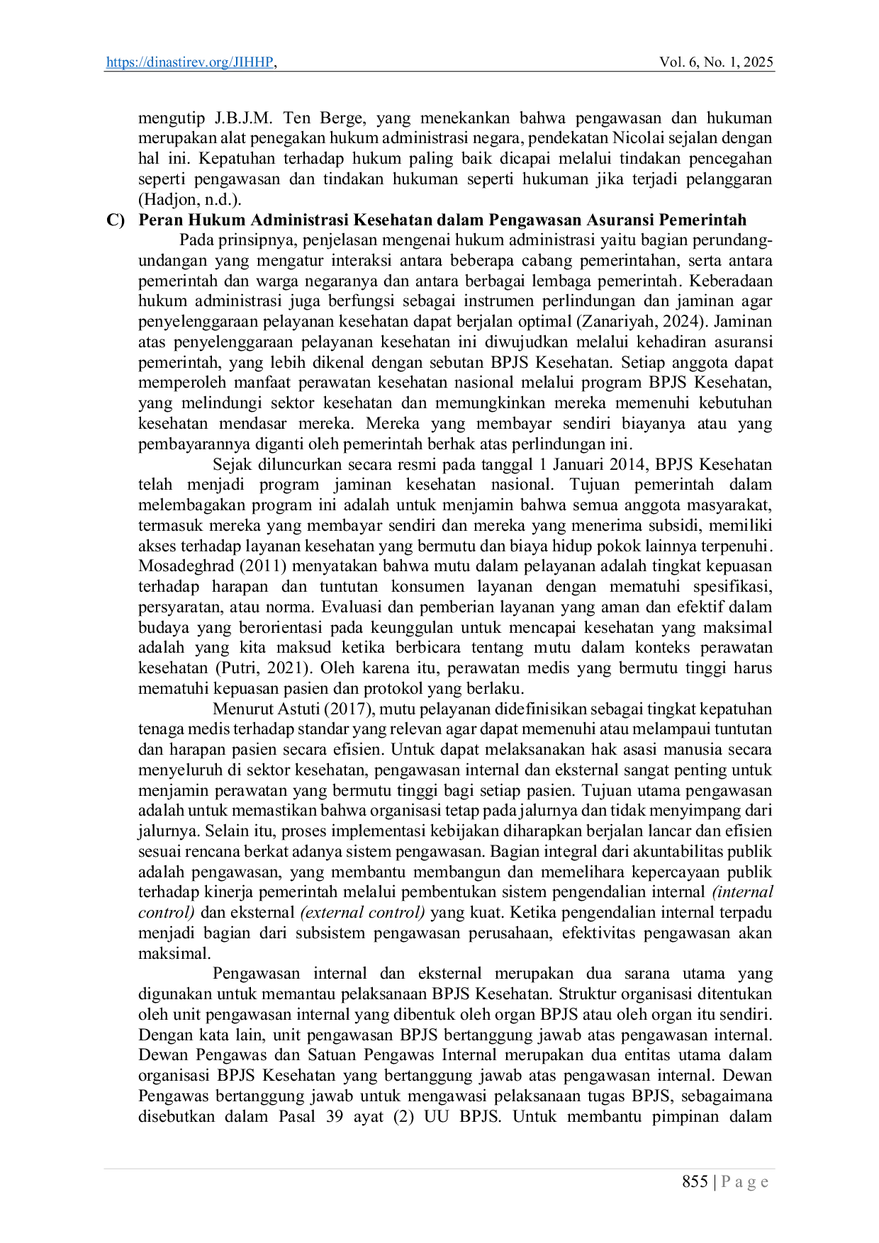 JURIS Peran Hukum Administrasi Kesehatan dalam Pengawasan Asuransi Kesehatan Pemerintah dan Swasta di Indonesia