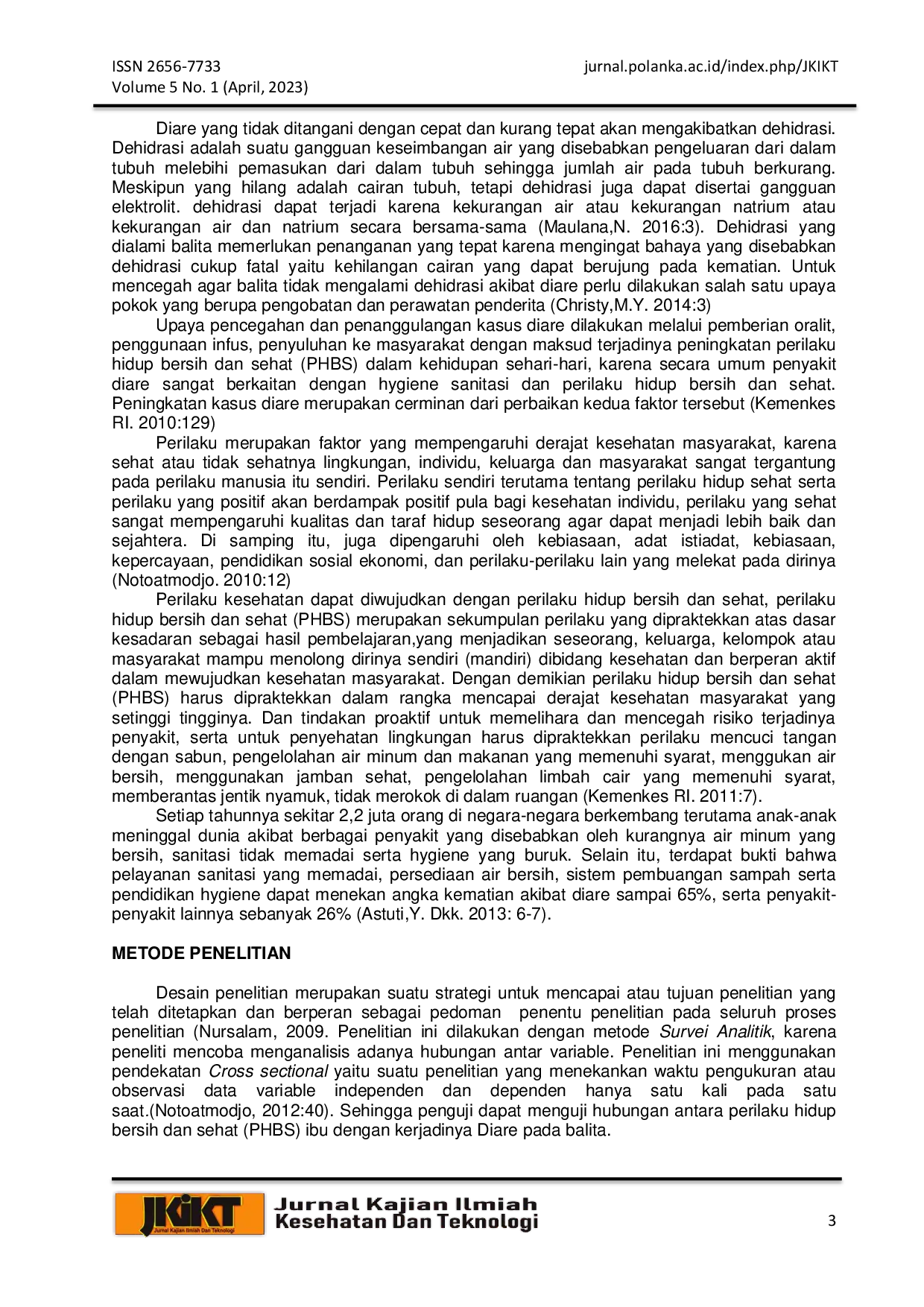 JURIS Hubungan Perilaku Hidup Bersih dan Sehat PHBS Ibu Dengan Kejadian Diare Balita di Wilayah Kerja Puskesmas Sumbersari Kabupaten Jember