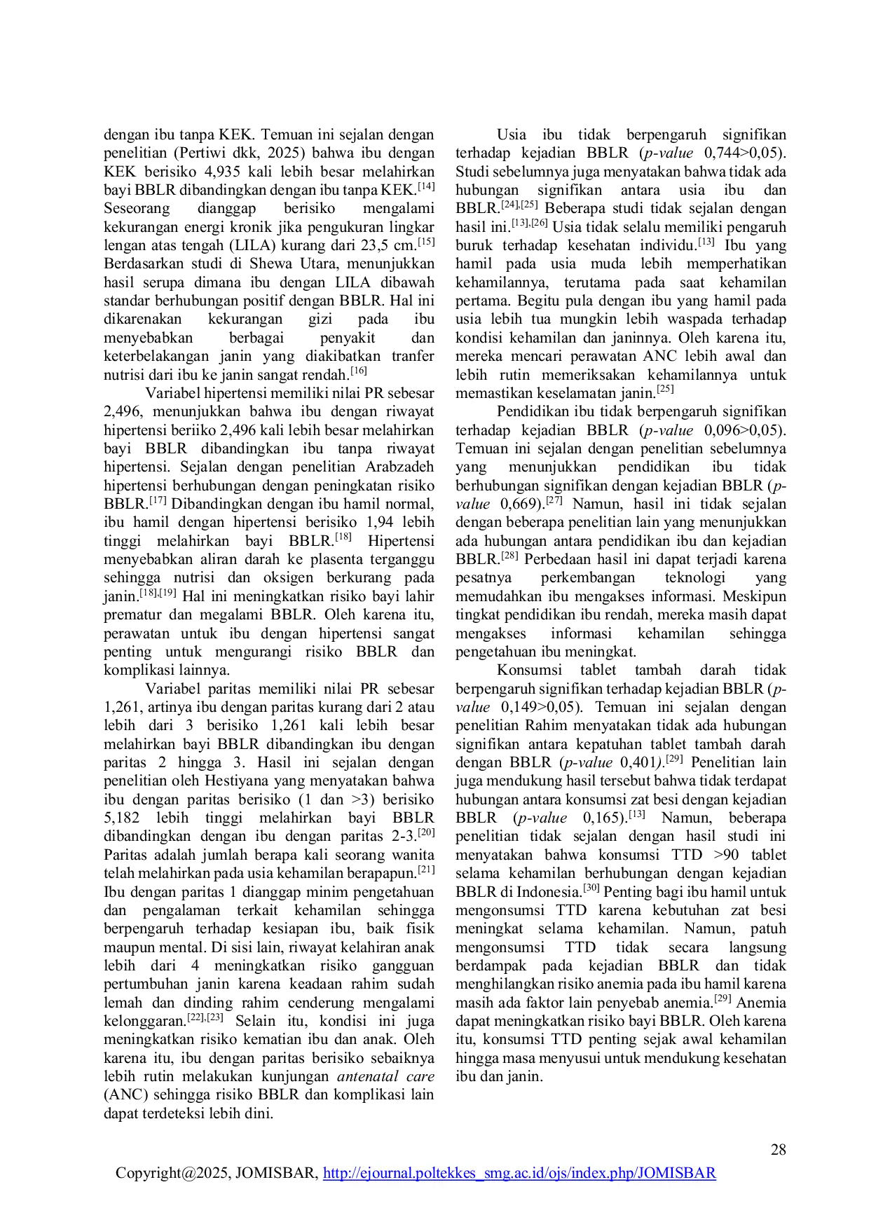 JURIS Analisis Faktor Faktor Maternal terhadap Kejadian Berat Bayi Lahir Rendah BBLR di Indonesia