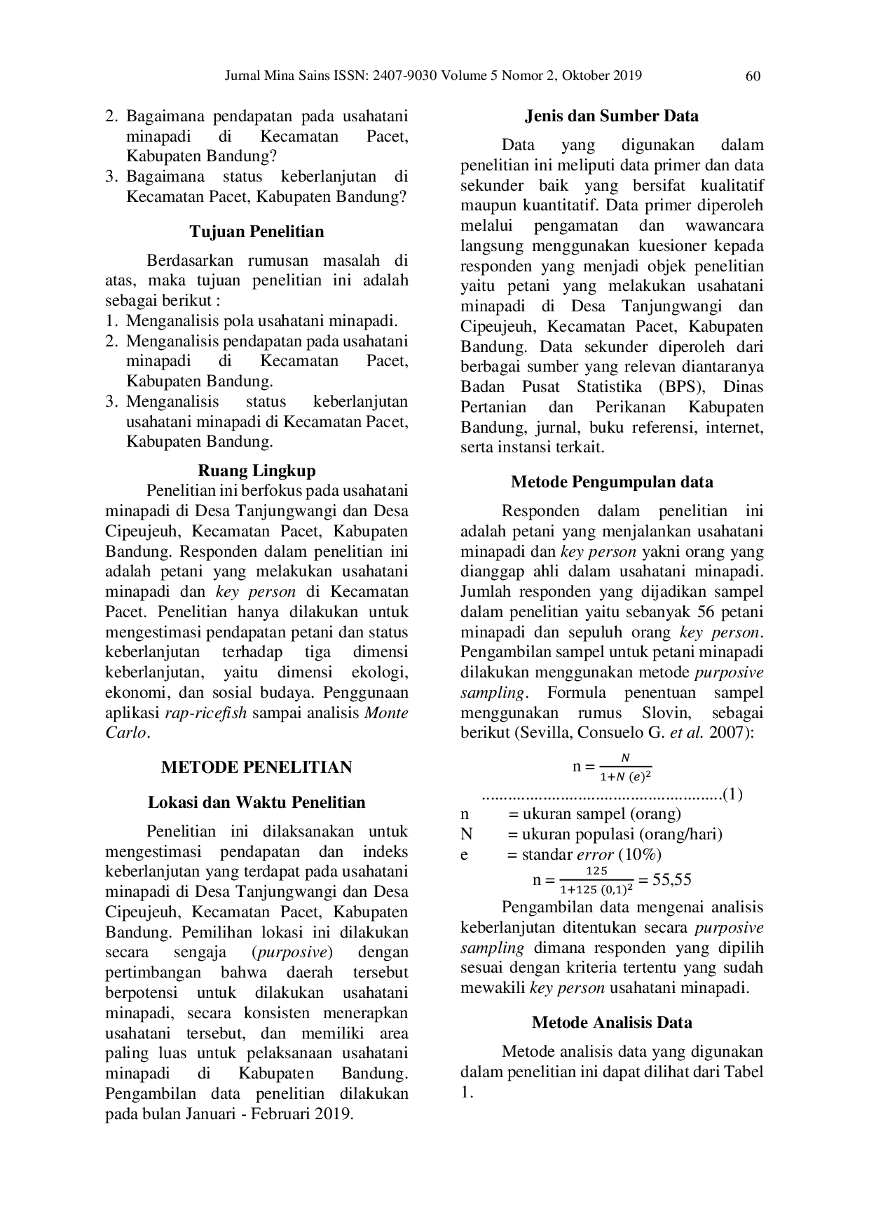 JURIS Nilai Ekonomi Dan Rap Rice Fish Pacet Bandung