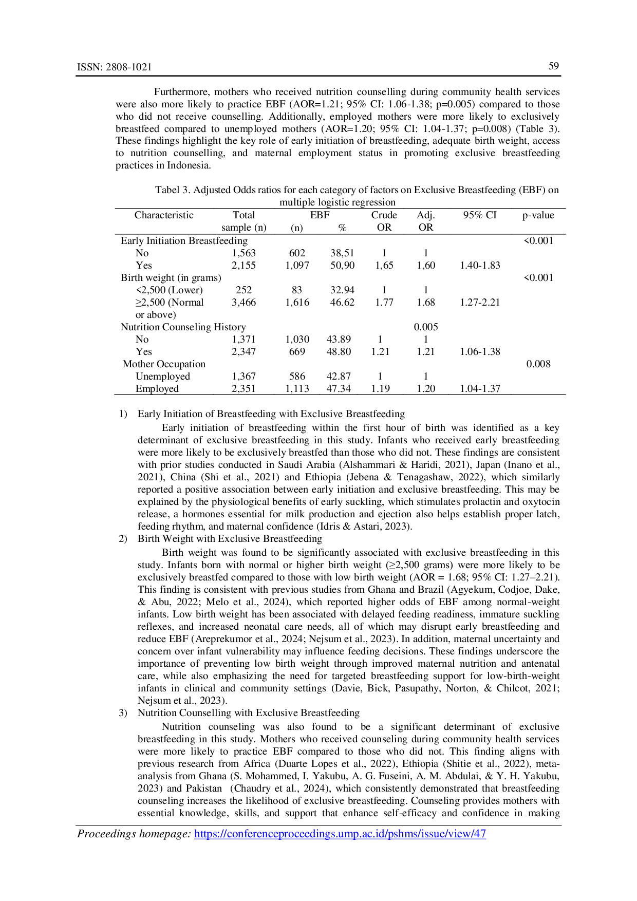 JURIS Role of Early Initiation of Breastfeeding and Nutritional Counseling on Exclusive Breastfeeding in Indonesia