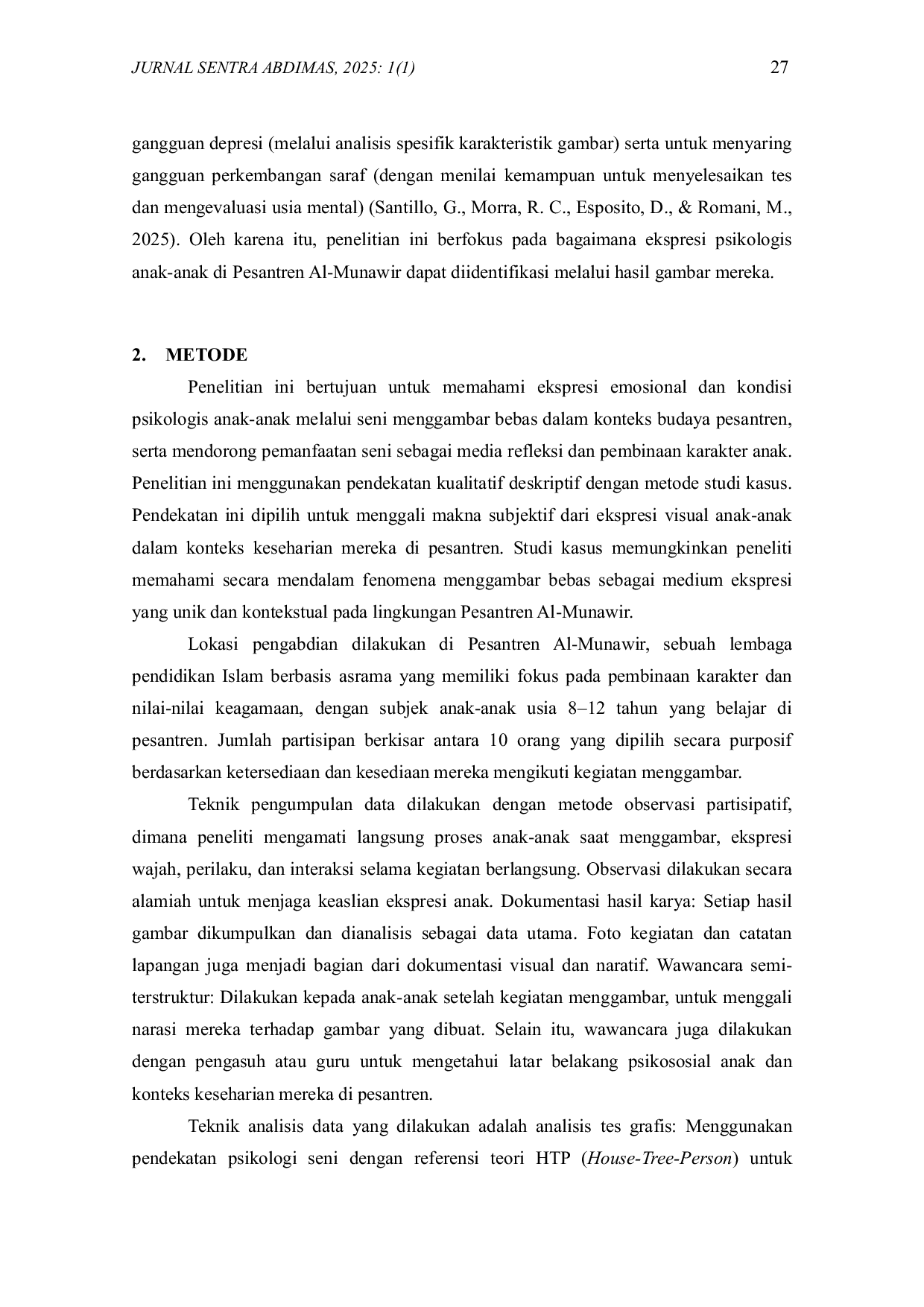 JURIS Menggambar Bebas Sebagai Media Ekspresi Anak Di Pesantren Kajian Psikologi Seni Dan Kearifan Lokal