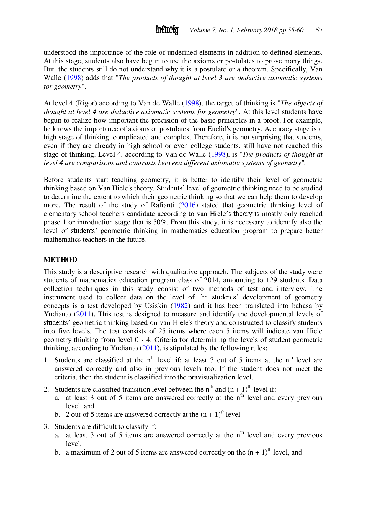 juris Students Geometric Thinking Based On Van Hiele s Theory