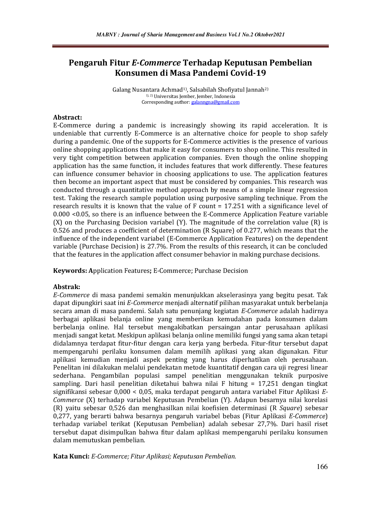 JURIS Pengaruh Fitur E Commerce Terhadap Keputusan Pembelian Konsumen di Masa Pandemi Covid 19