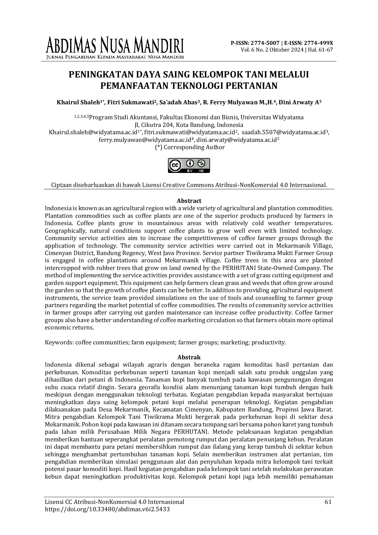 JURIS PENINGKATAN DAYA SAING KELOMPOK TANI MELALUI PEMANFAATAN TEKNOLOGI PERTANIAN