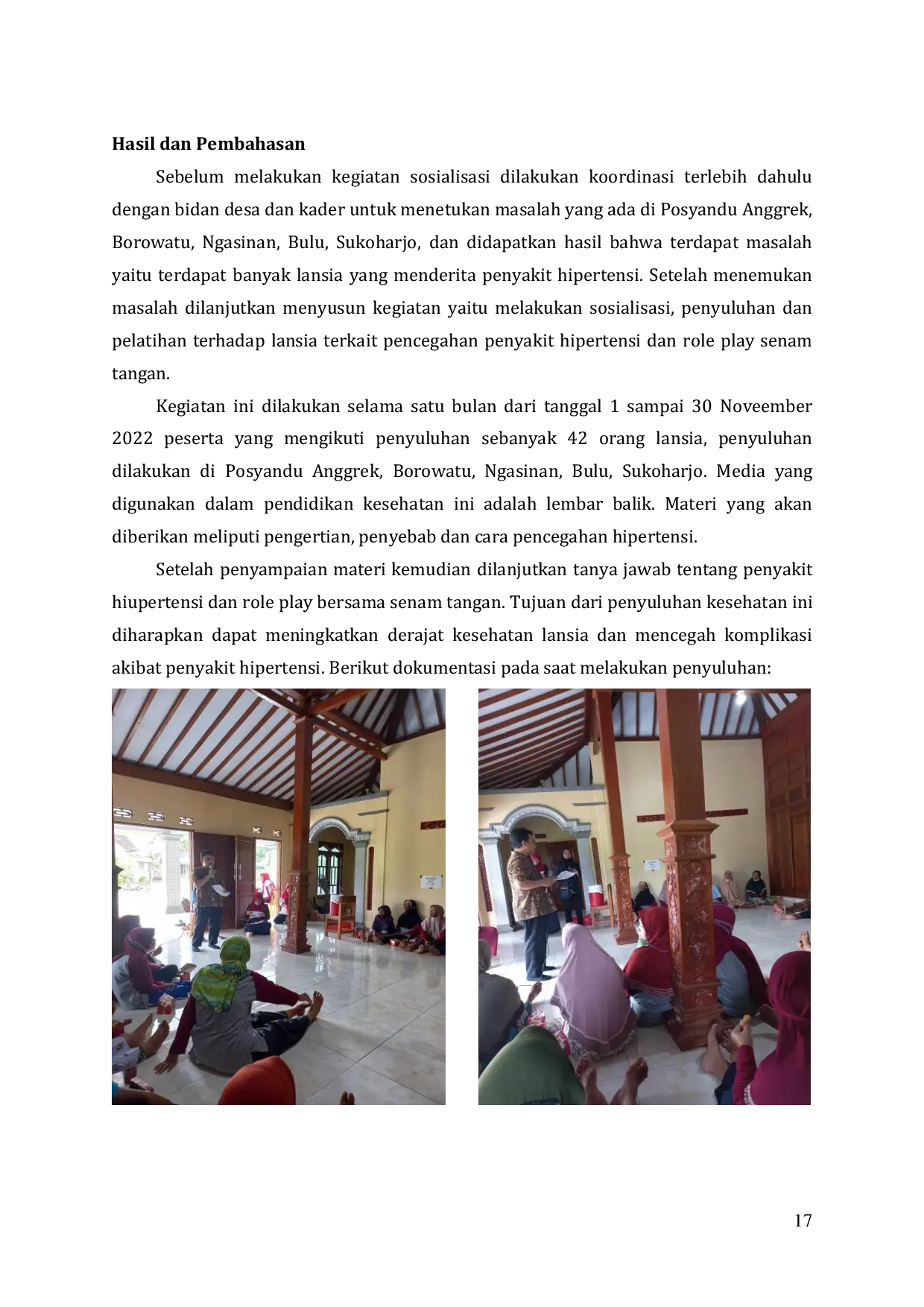 JURIS Upaya Peningkatan Status Kesehatan Lansia Melalui Penyuluhan Hipertensi Dan Senam Tangan